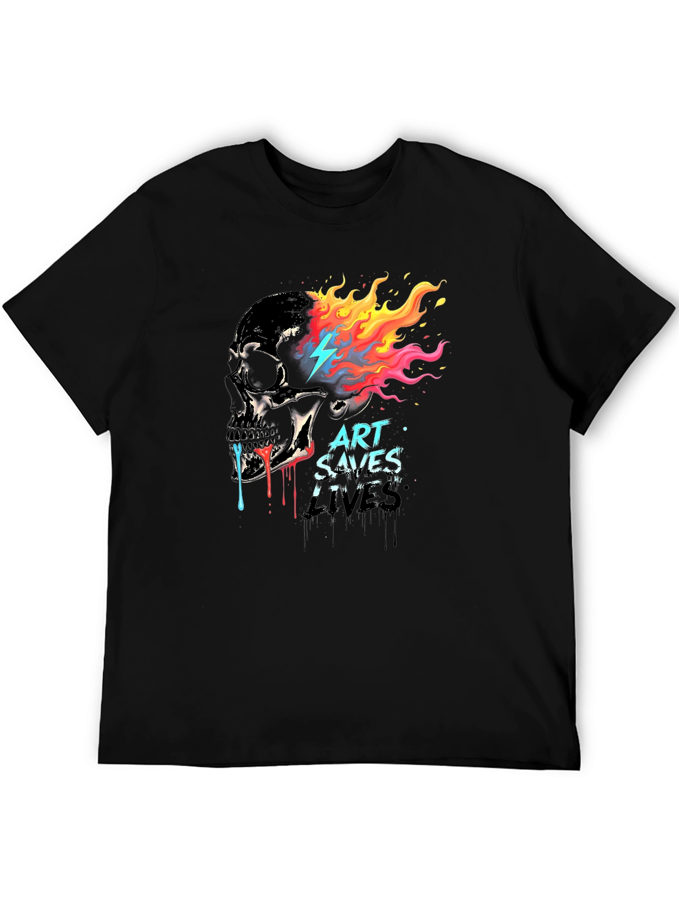 Art Saves Lives Skull Graphic T-Shirt