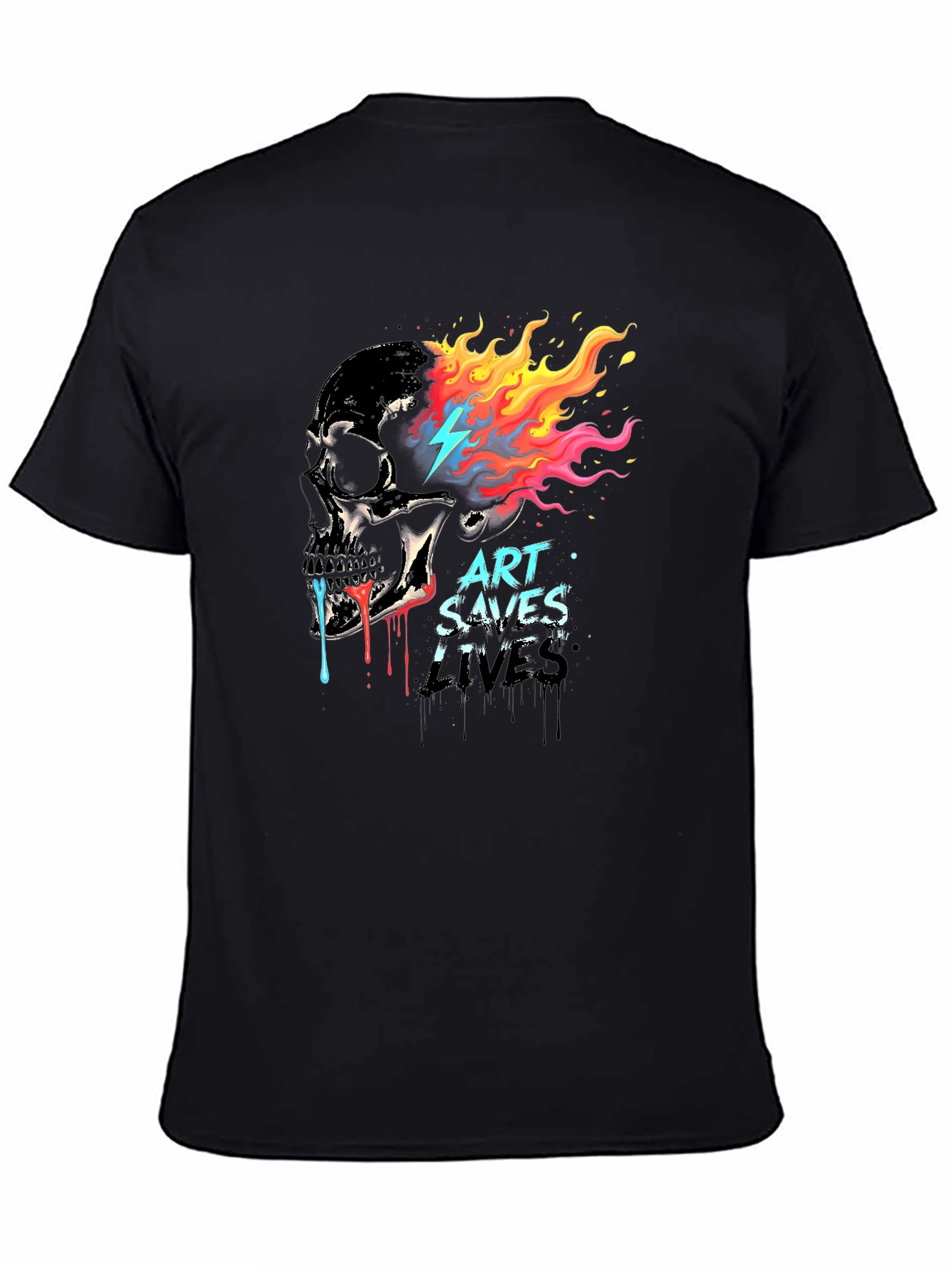 Art Saves Lives Skull Graphic T-Shirt