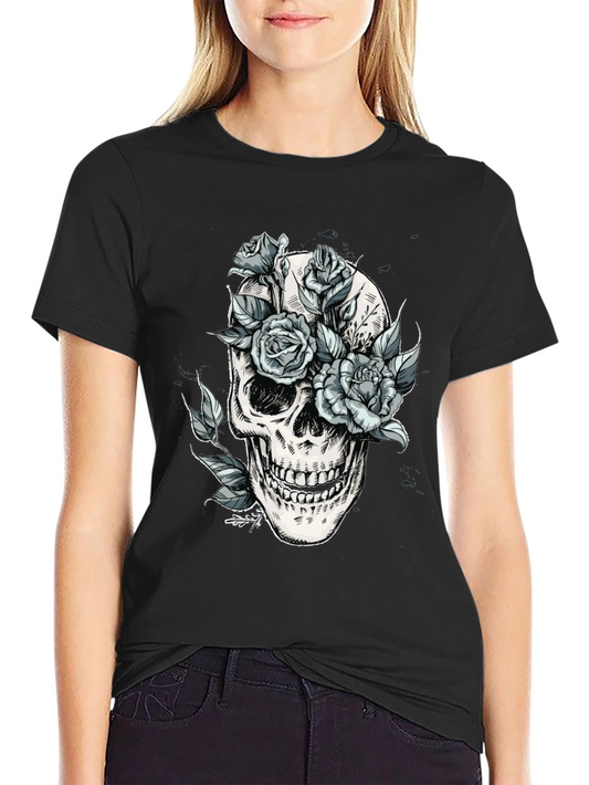 Skull & Roses Graphic Tee - Edgy Style