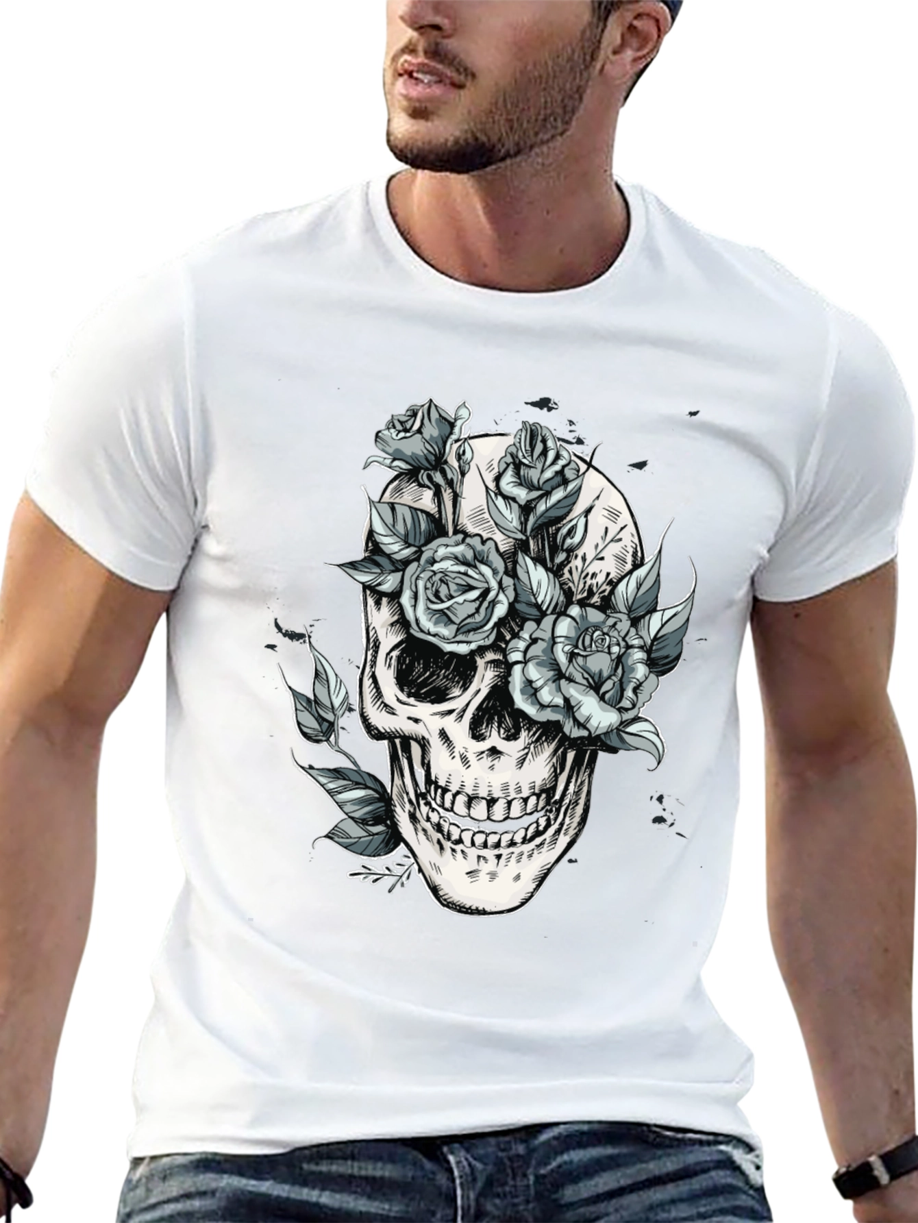 Skull & Roses Graphic Tee - Edgy Style
