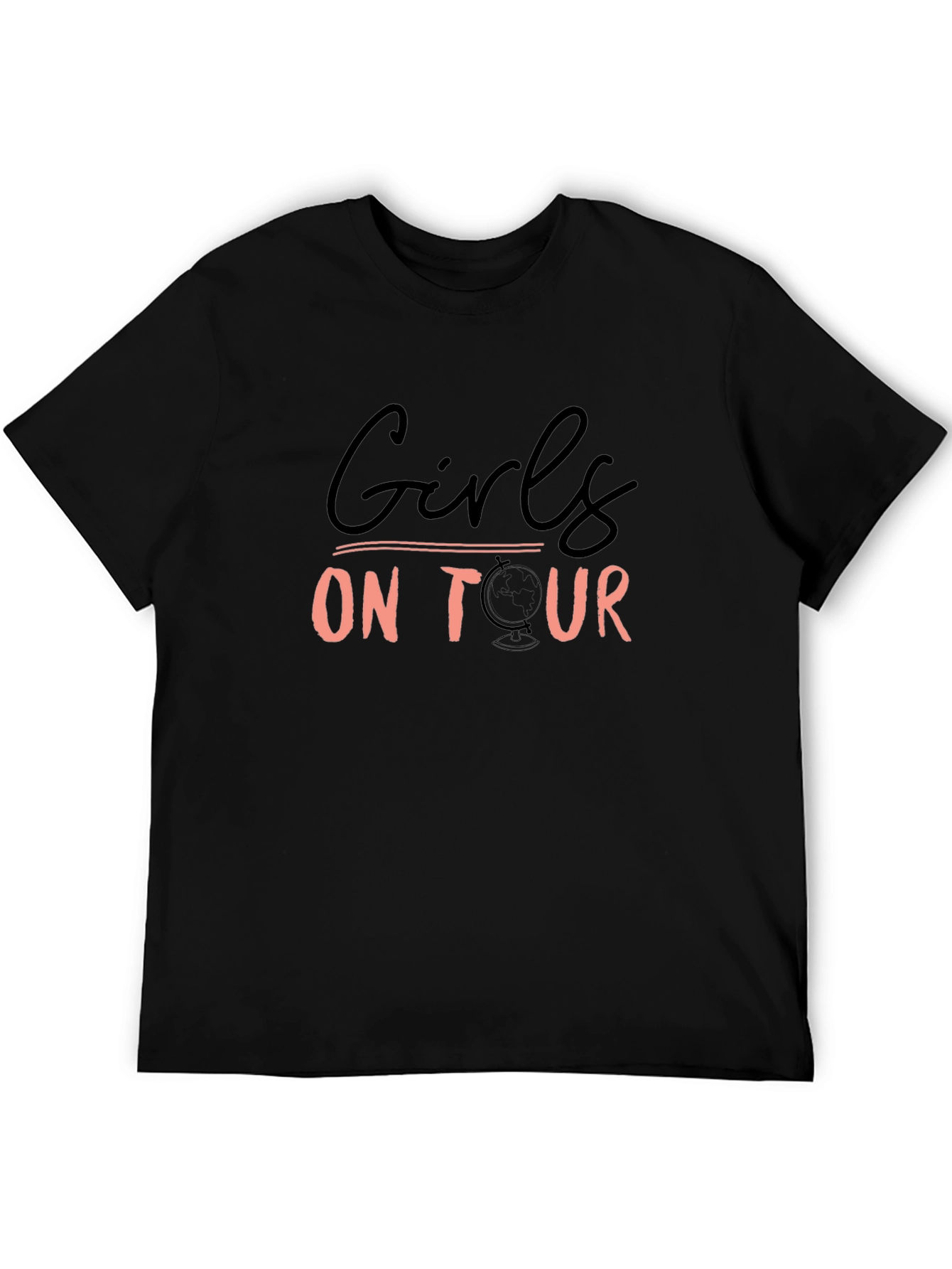Girls On Tour Graphic Tee - Black Crew Neck