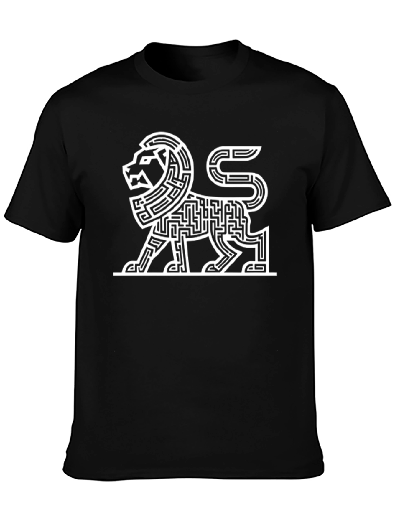 Maze Lion Graphic Tee - Modern Art Shirt