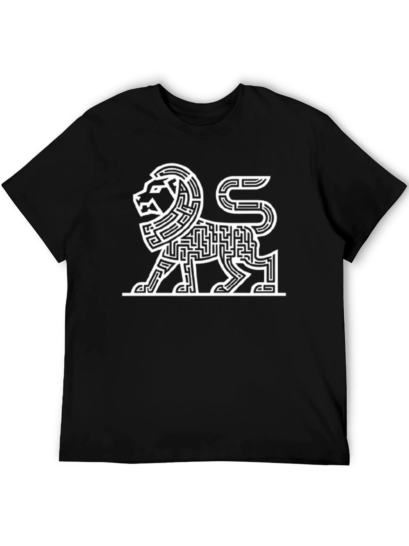Maze Lion Graphic Tee - Modern Art Shirt