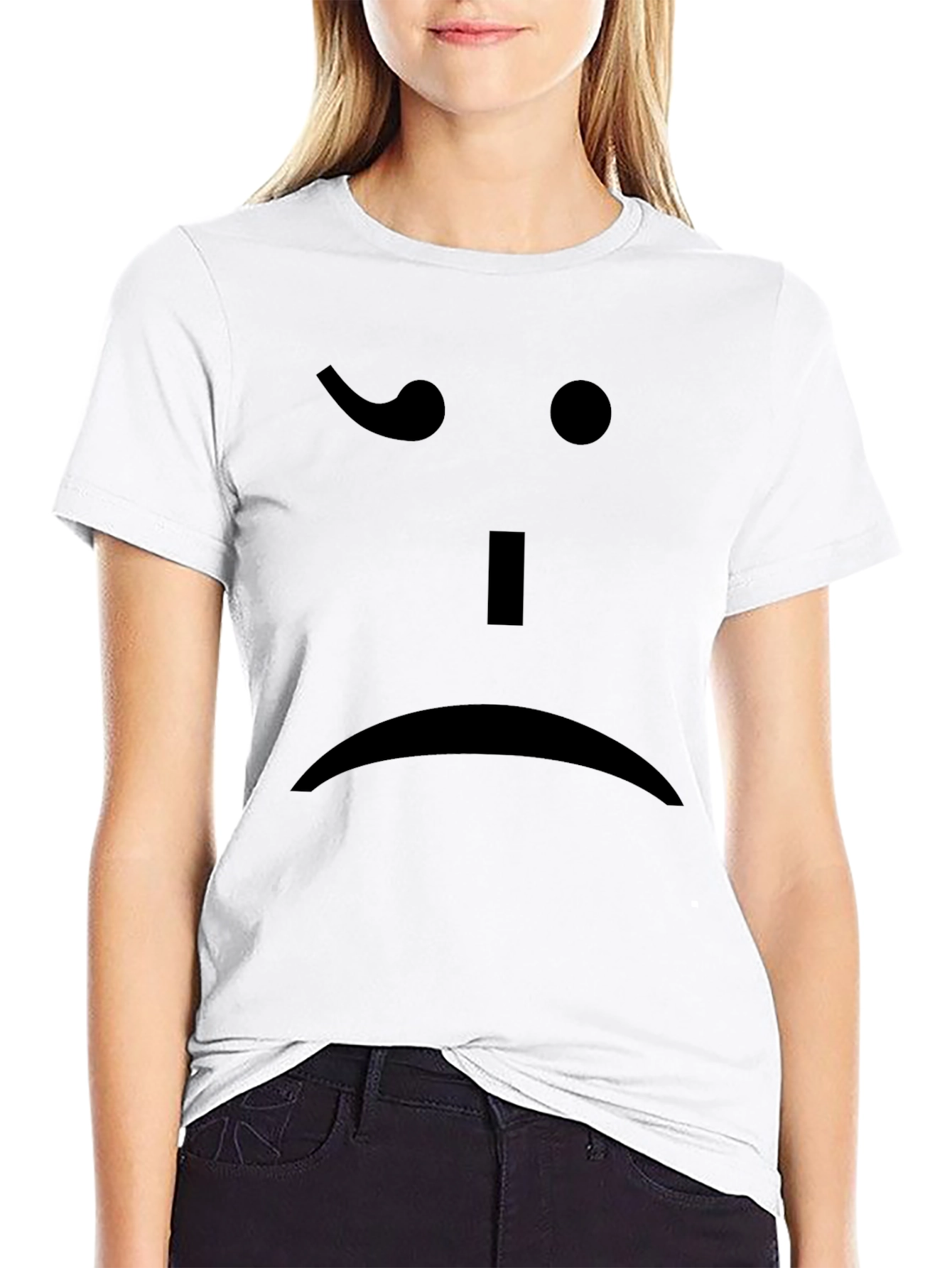 Sad Face Graphic Tee - Unisex Black T-Shirt