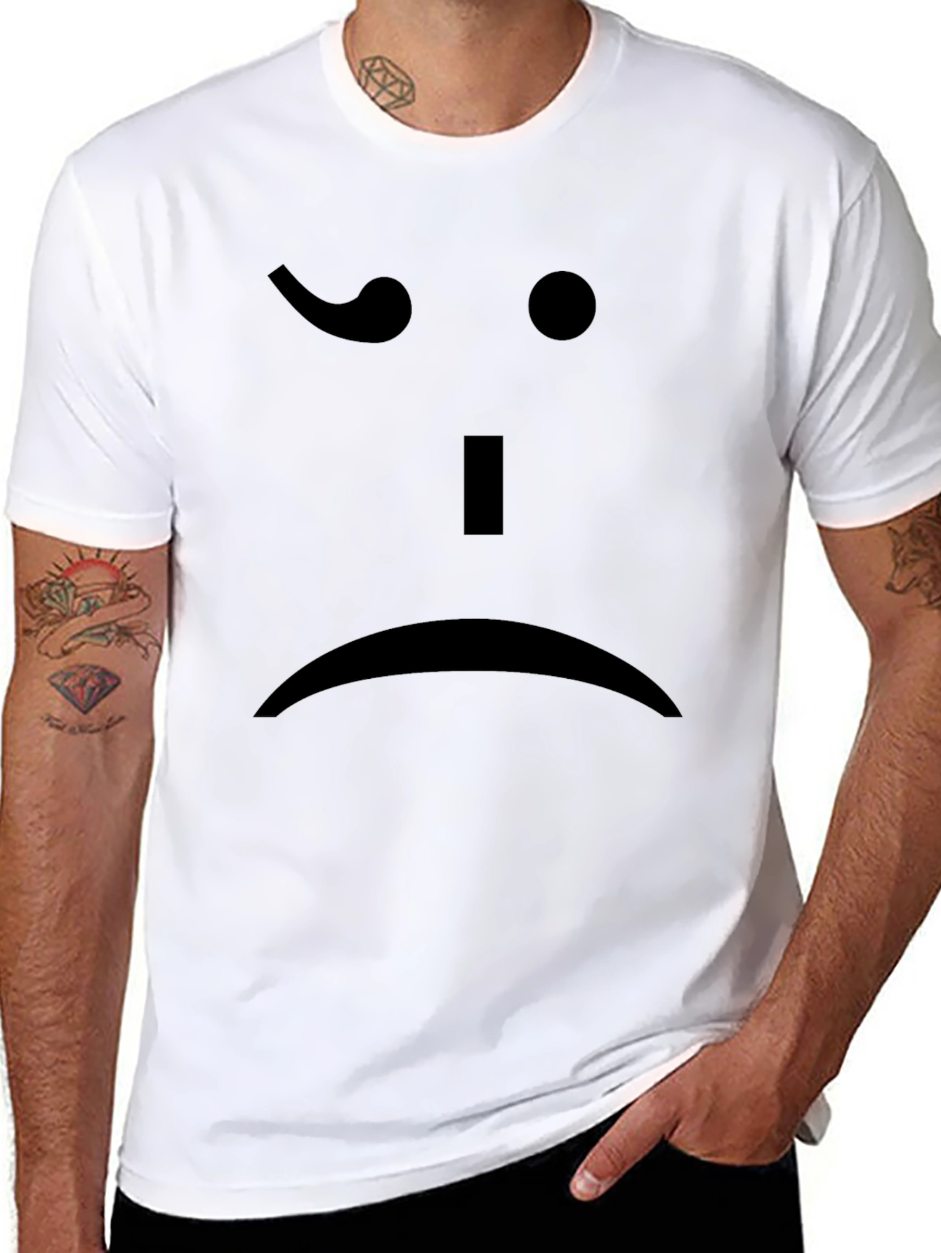 Sad Face Graphic Tee - Unisex Black T-Shirt