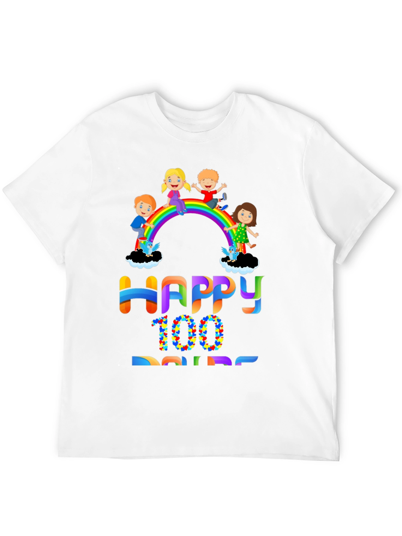 Happy 100 Days Rainbow Kids Graphic Tee