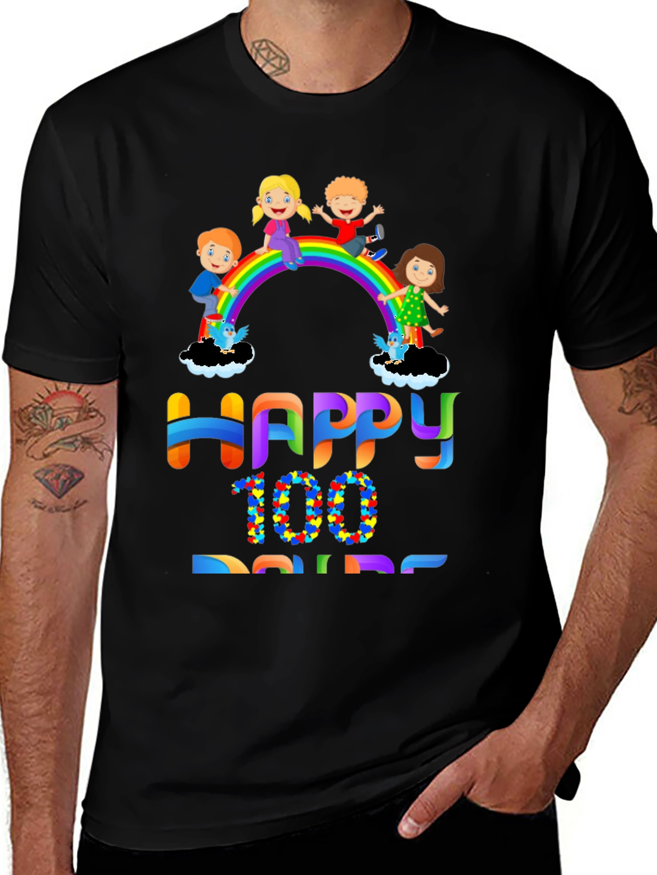 Happy 100 Days Rainbow Kids Graphic Tee