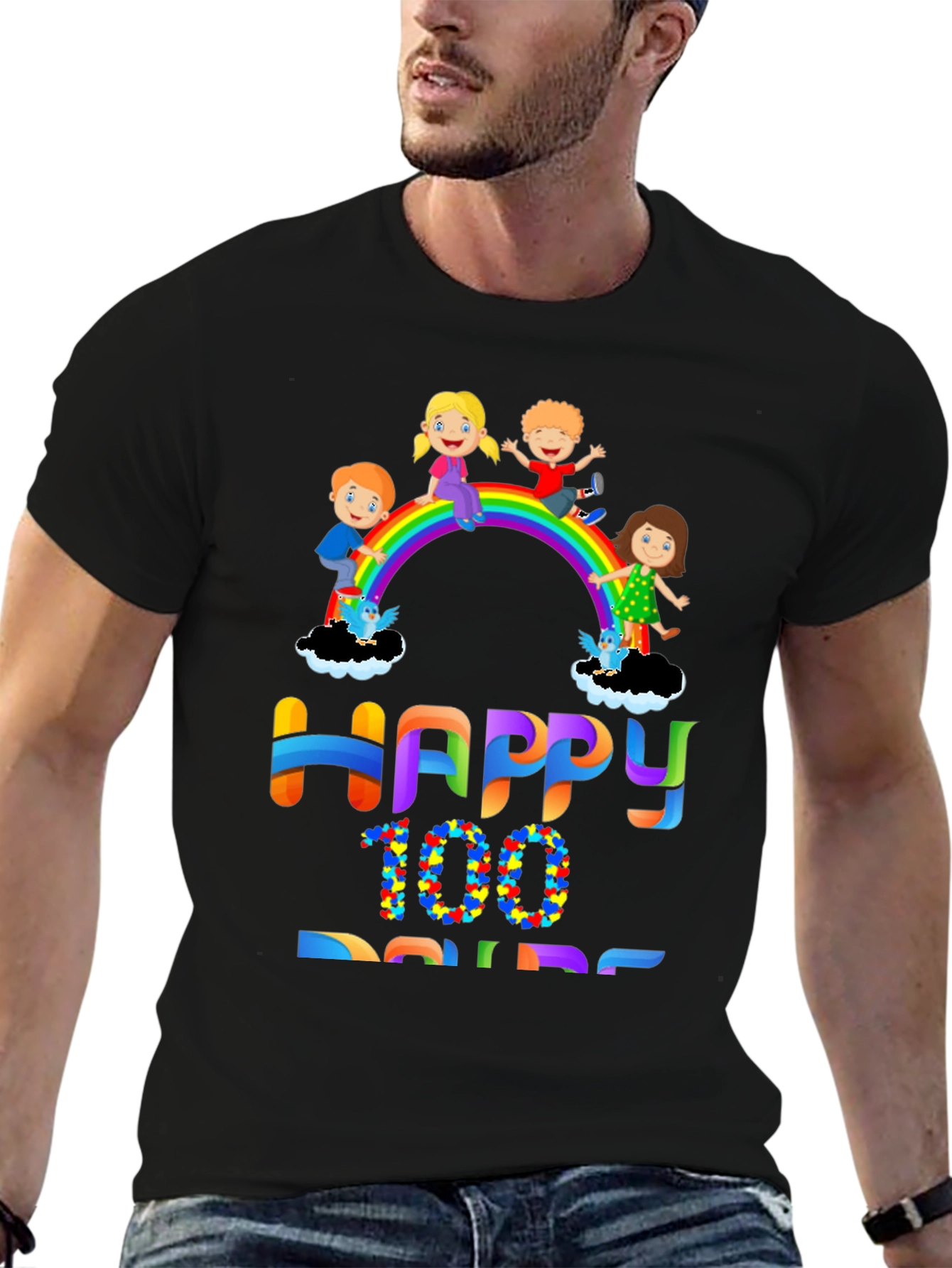 Happy 100 Days Rainbow Kids Graphic Tee