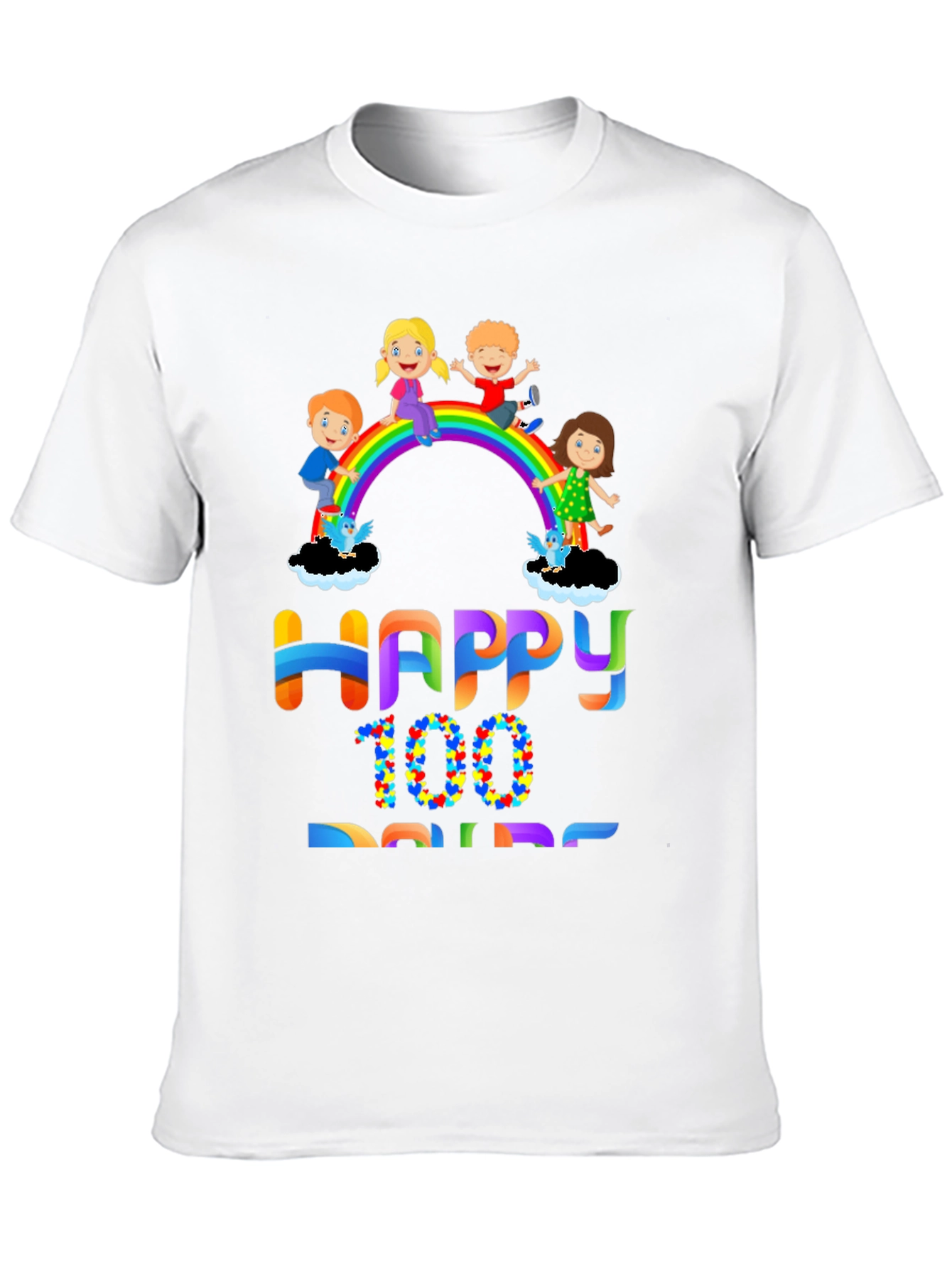 Happy 100 Days Rainbow Kids Graphic Tee
