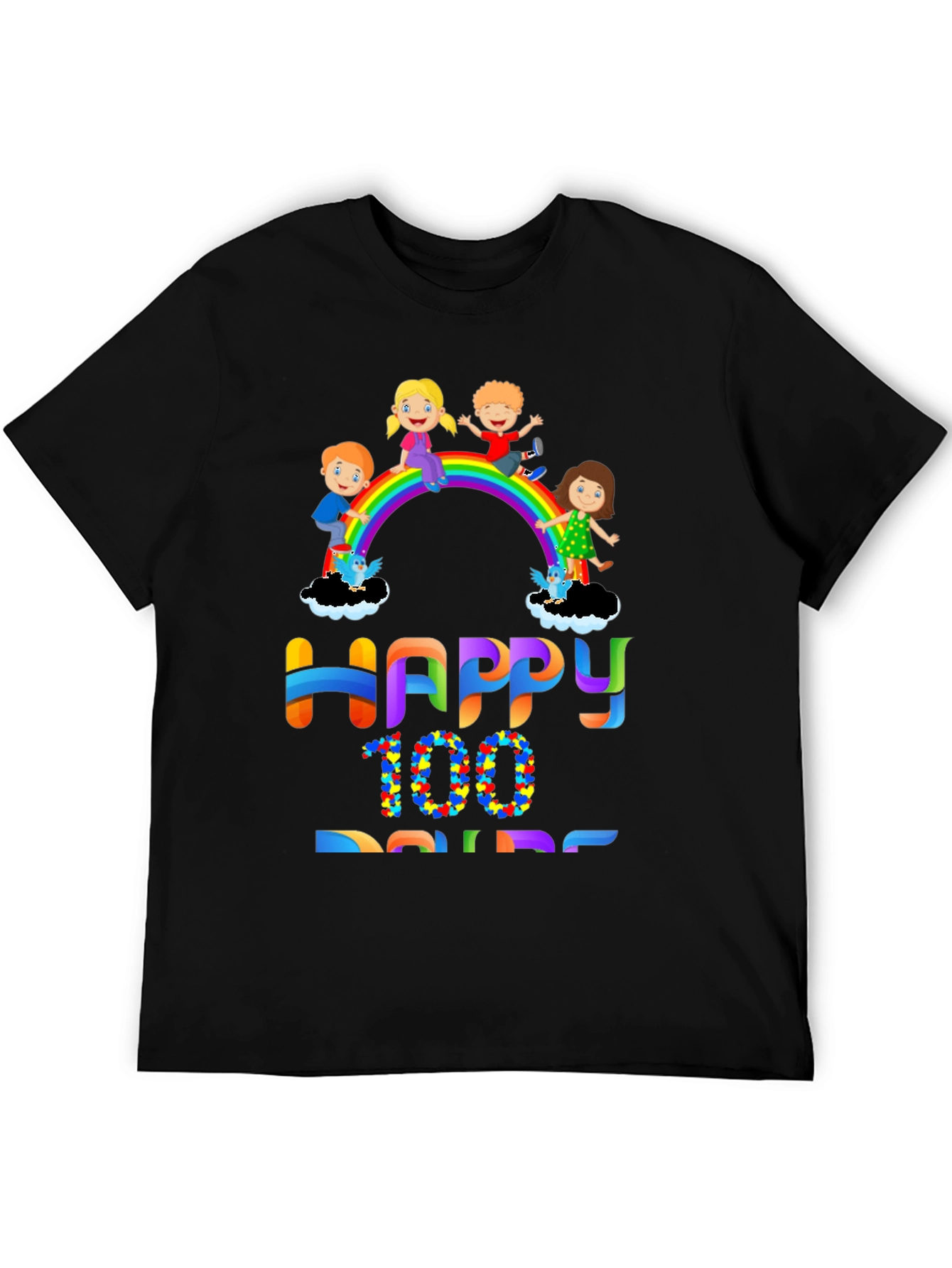 Happy 100 Days Rainbow Kids Graphic Tee
