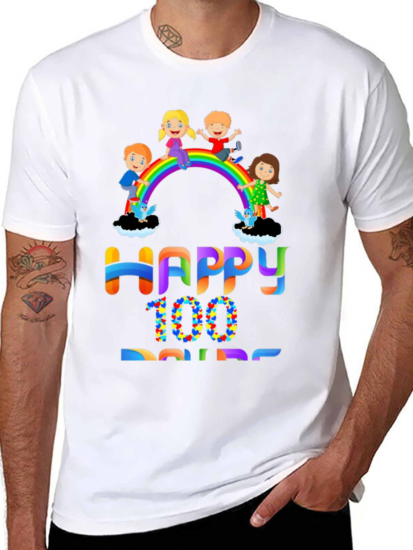 Happy 100 Days Rainbow Kids Graphic Tee