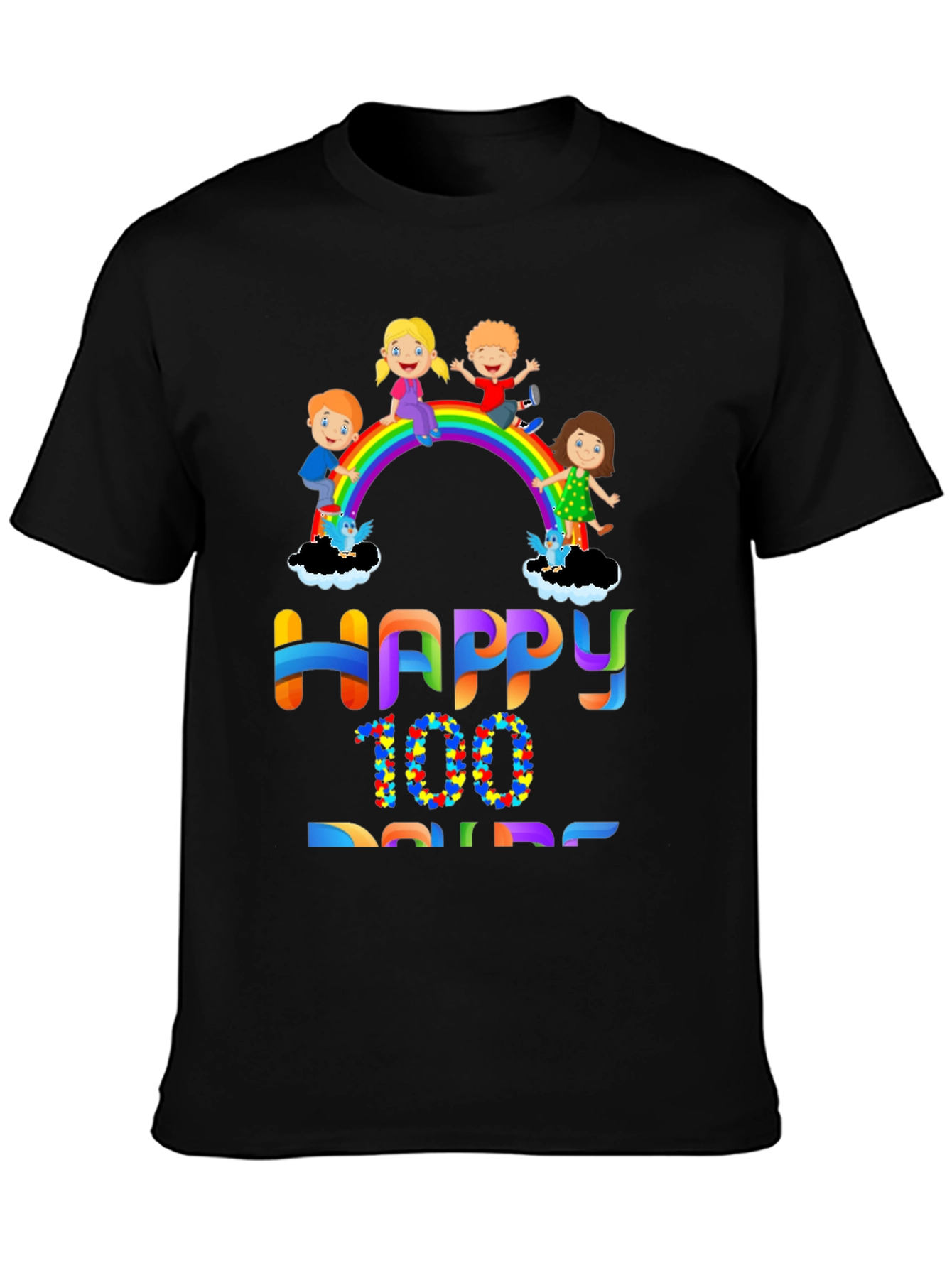 Happy 100 Days Rainbow Kids Graphic Tee