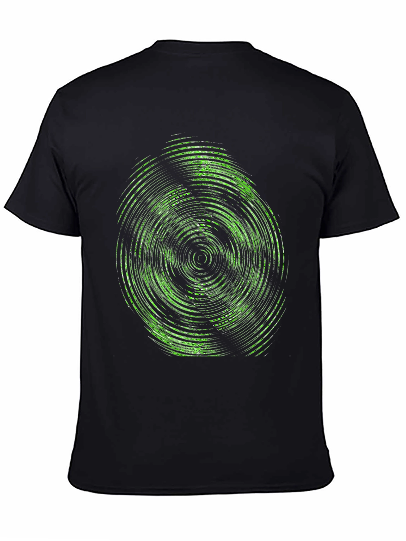 Abstract Green Circle Graphic Print Black T-Shirt
