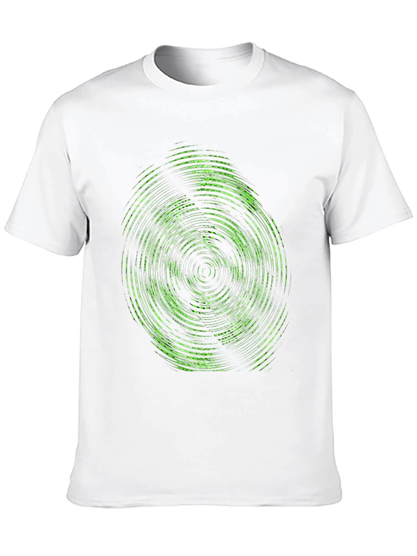Abstract Green Circle Graphic Print Black T-Shirt