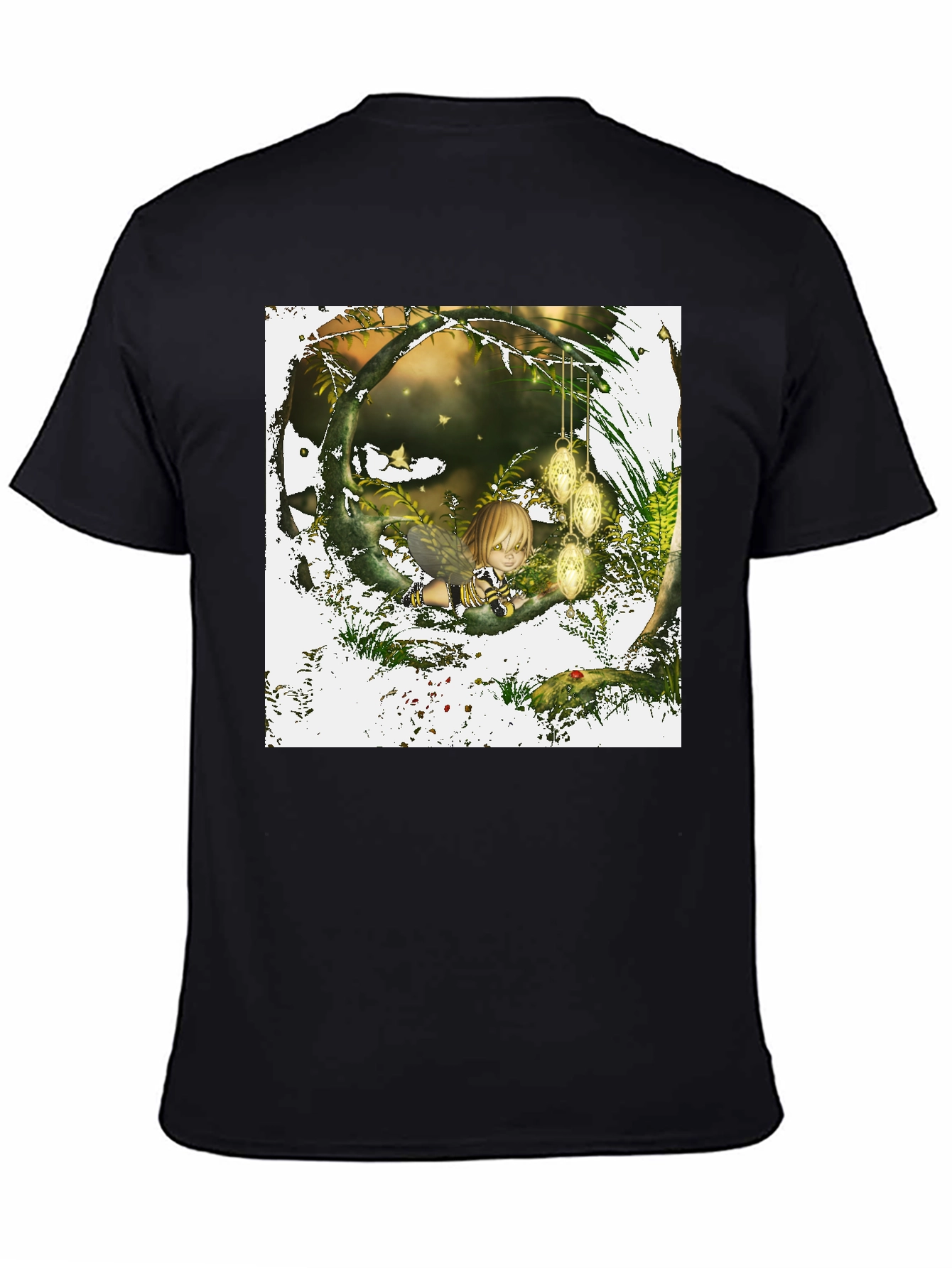 Fairy Garden Graphic Tee - Black Cotton T-Shirt