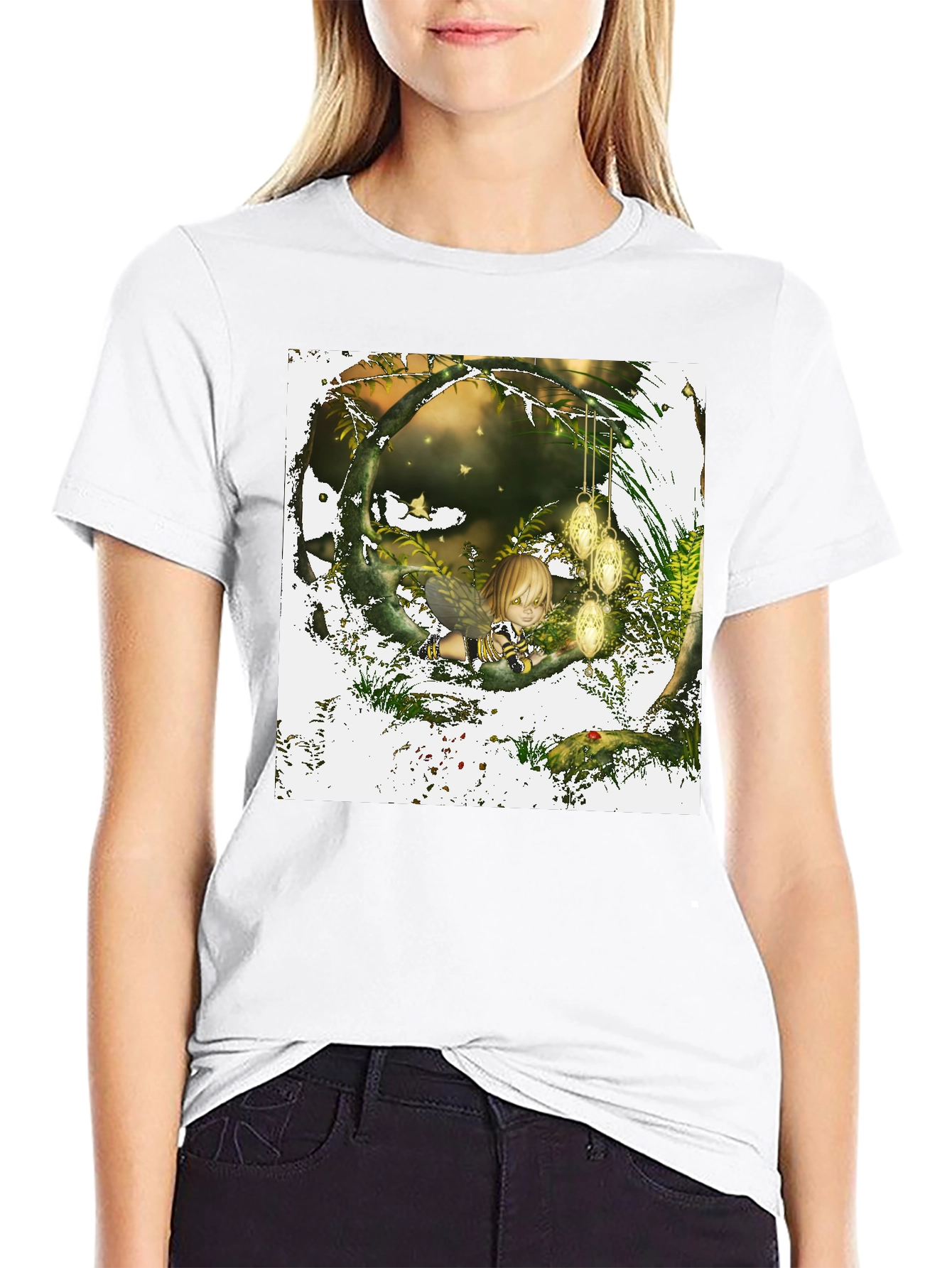 Fairy Garden Graphic Tee - Black Cotton T-Shirt