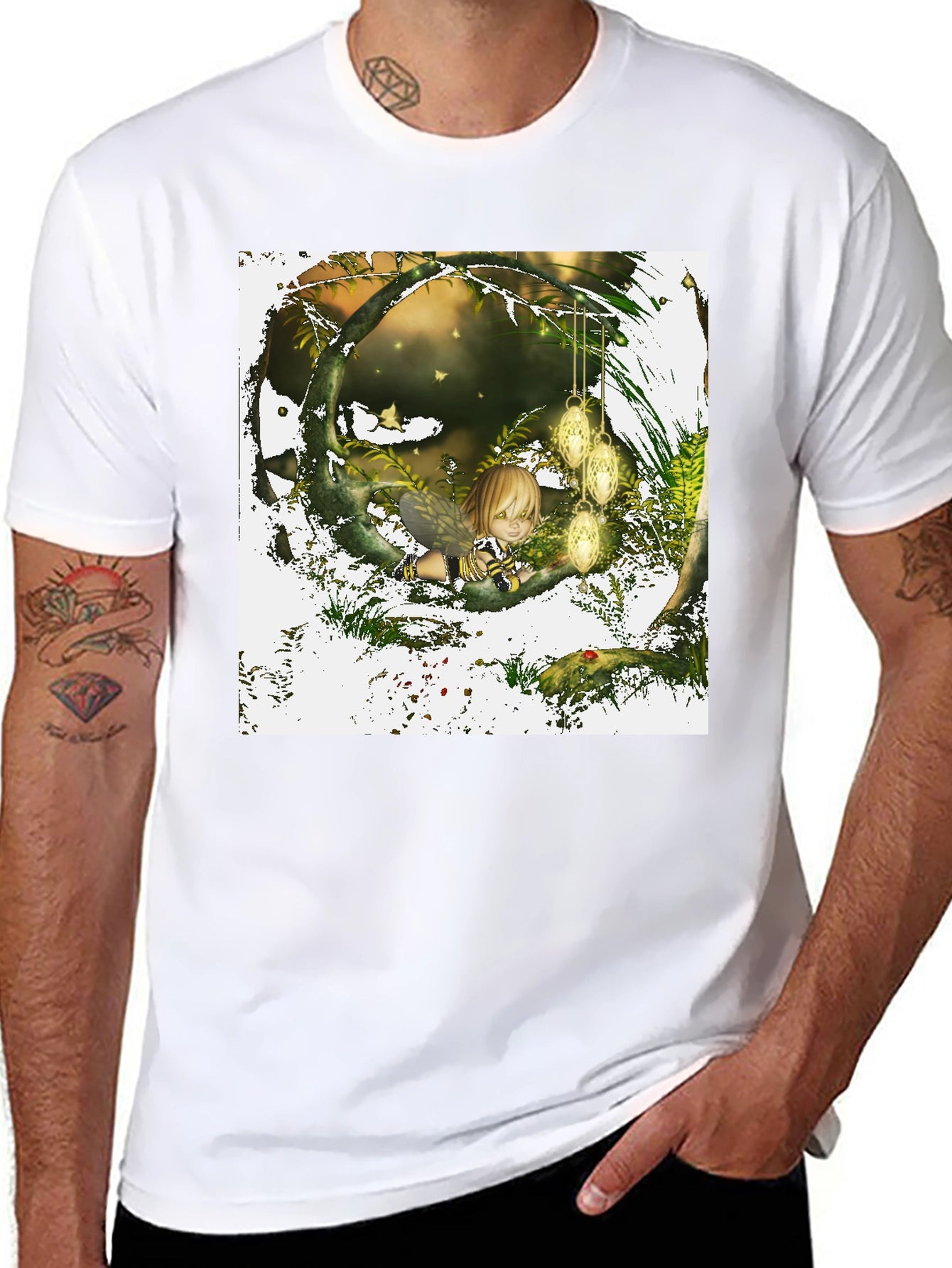 Fairy Garden Graphic Tee - Black Cotton T-Shirt