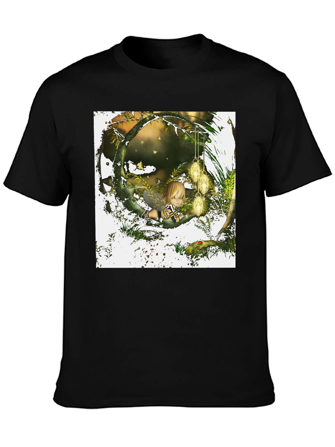 Fairy Garden Graphic Tee - Black Cotton T-Shirt
