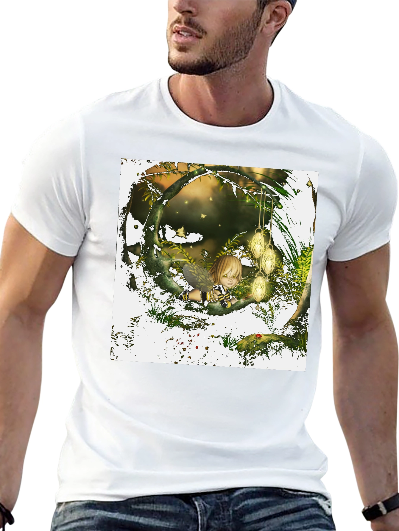 Fairy Garden Graphic Tee - Black Cotton T-Shirt
