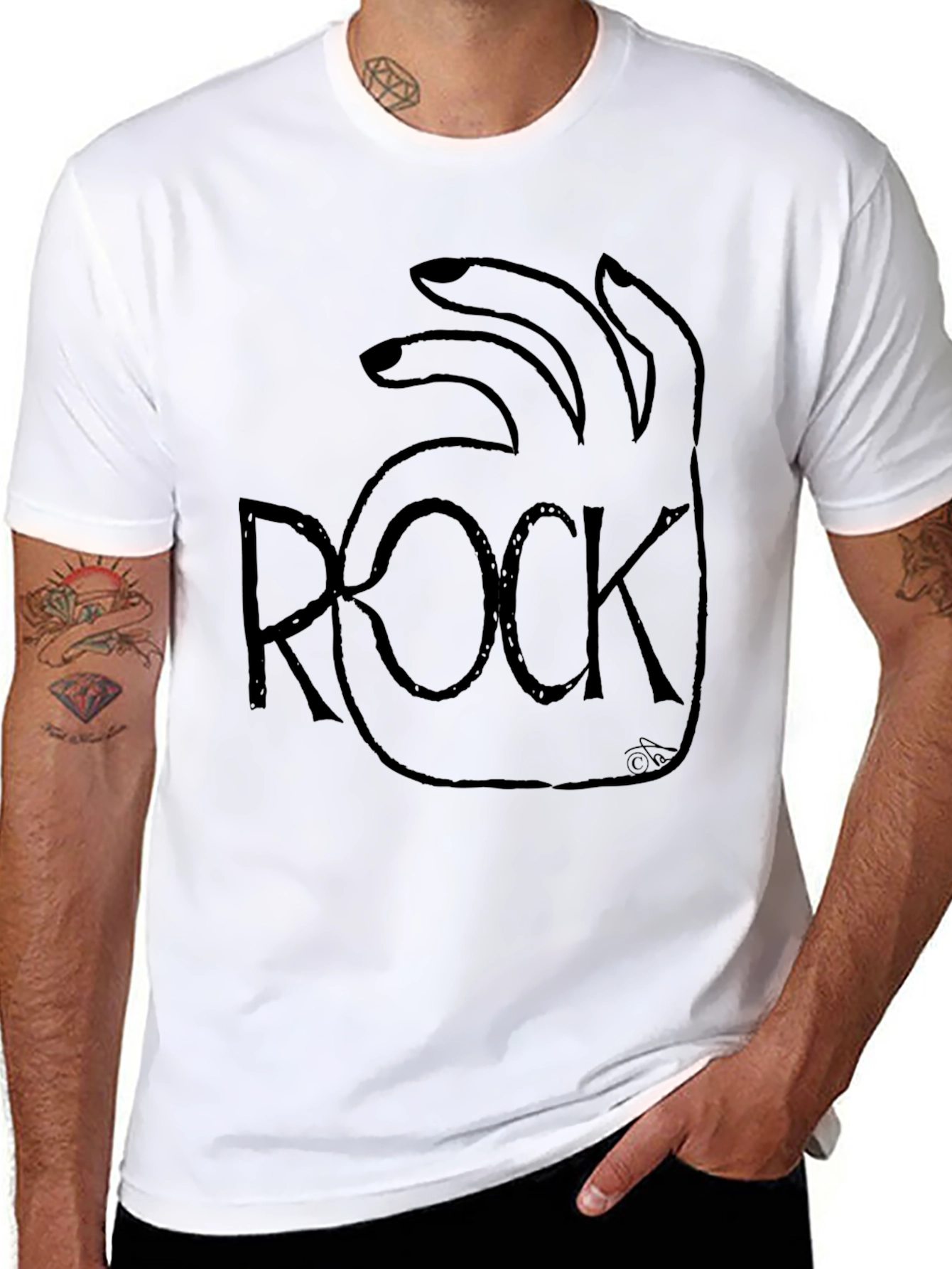Rock Hand Gesture Black Graphic Tee