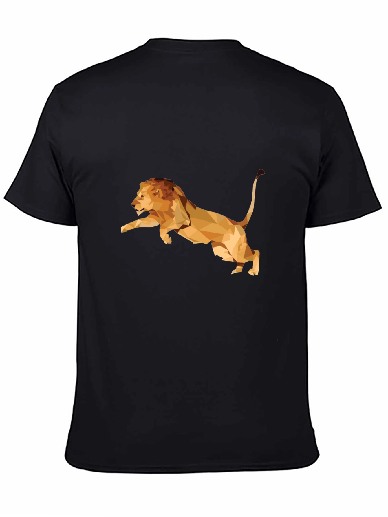 Geometric Lion Graphic Print Tee - Black