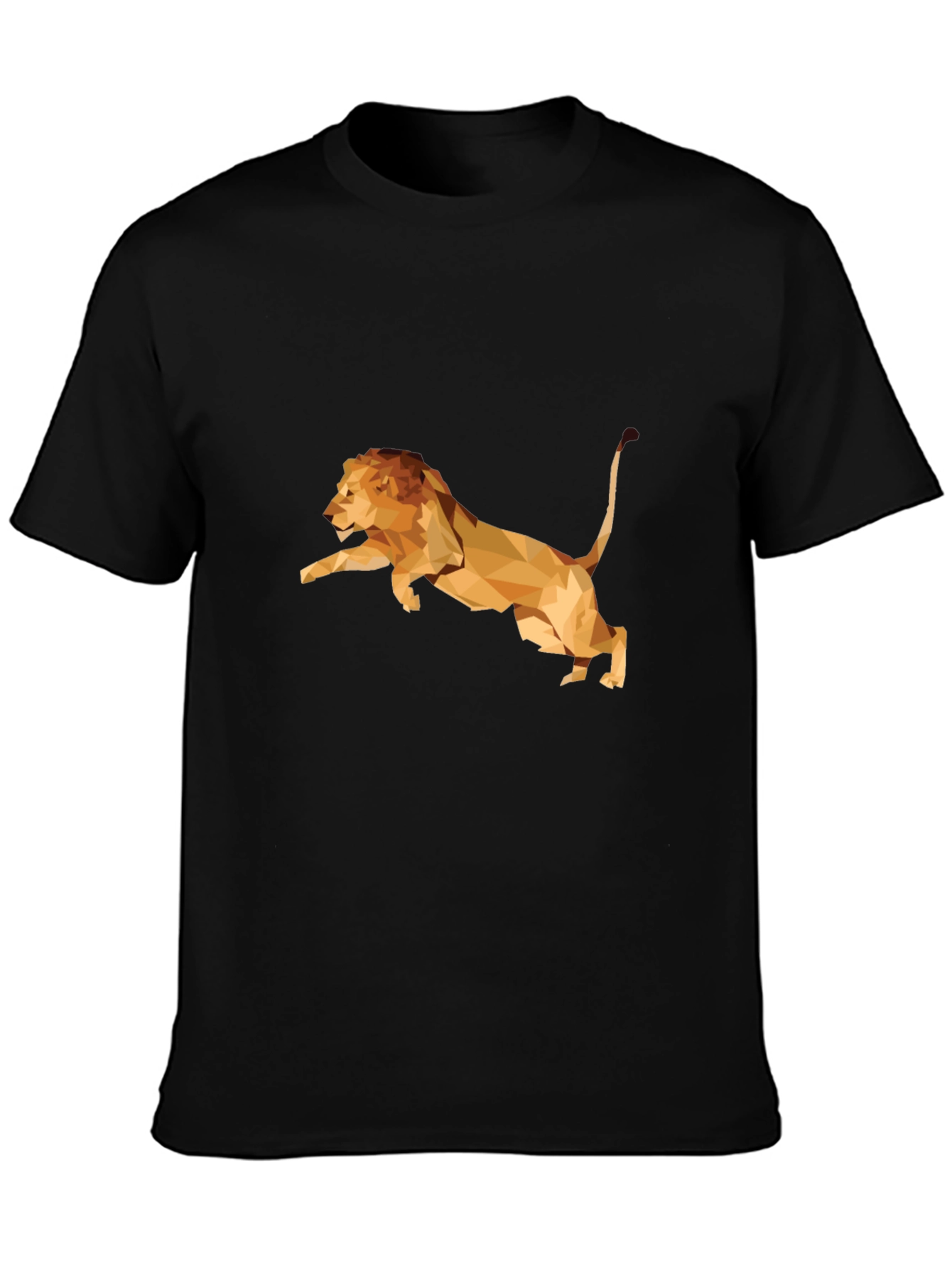 Geometric Lion Graphic Print Tee - Black