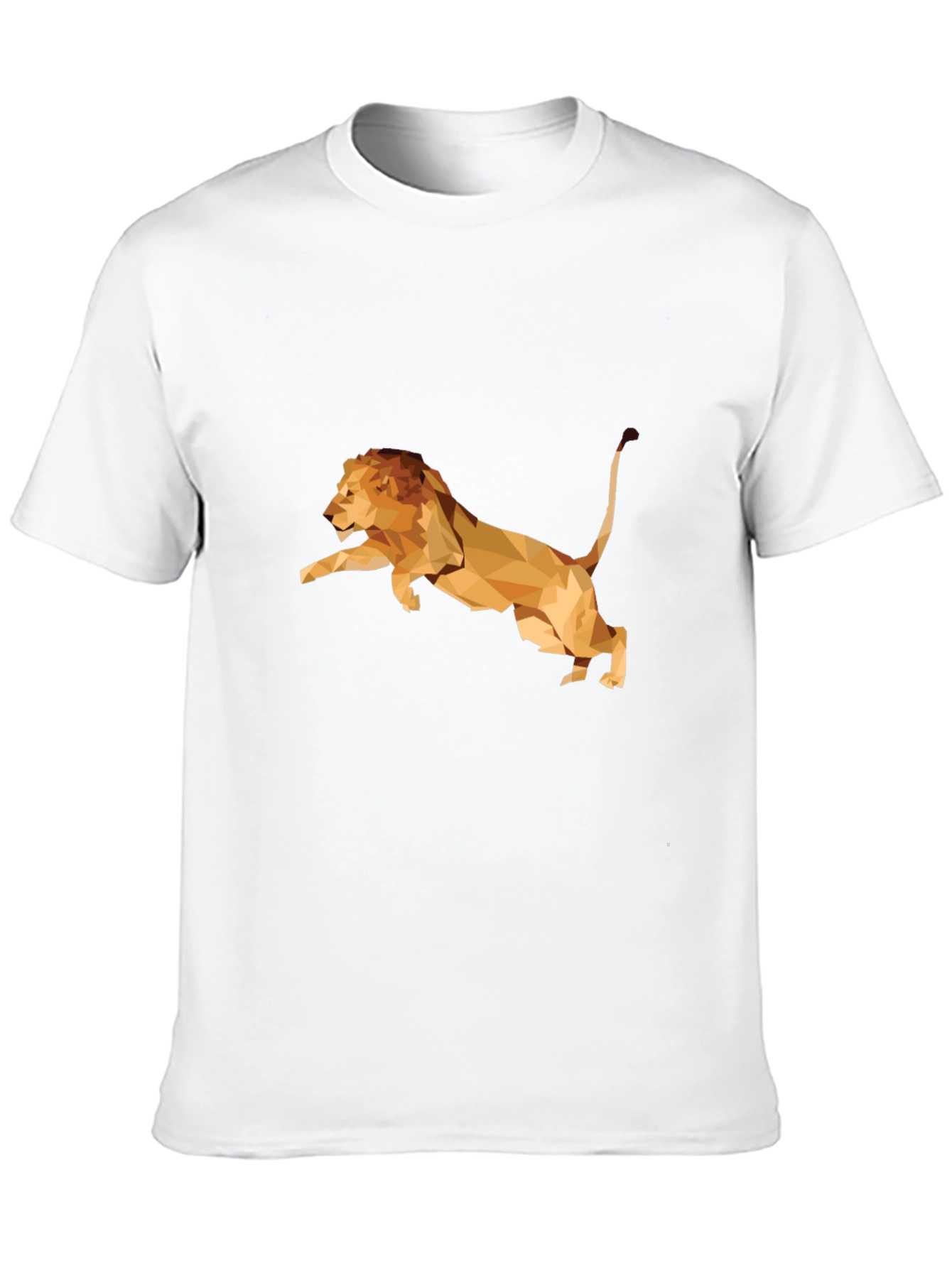 Geometric Lion Graphic Print Tee - Black