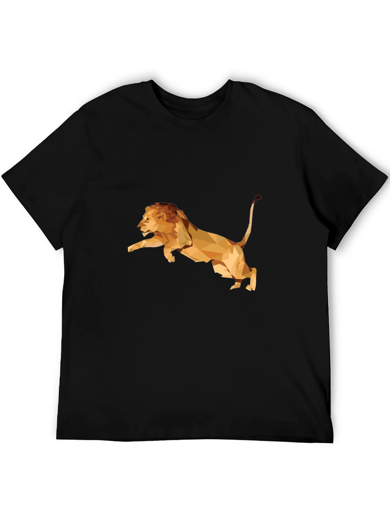 Geometric Lion Graphic Print Tee - Black