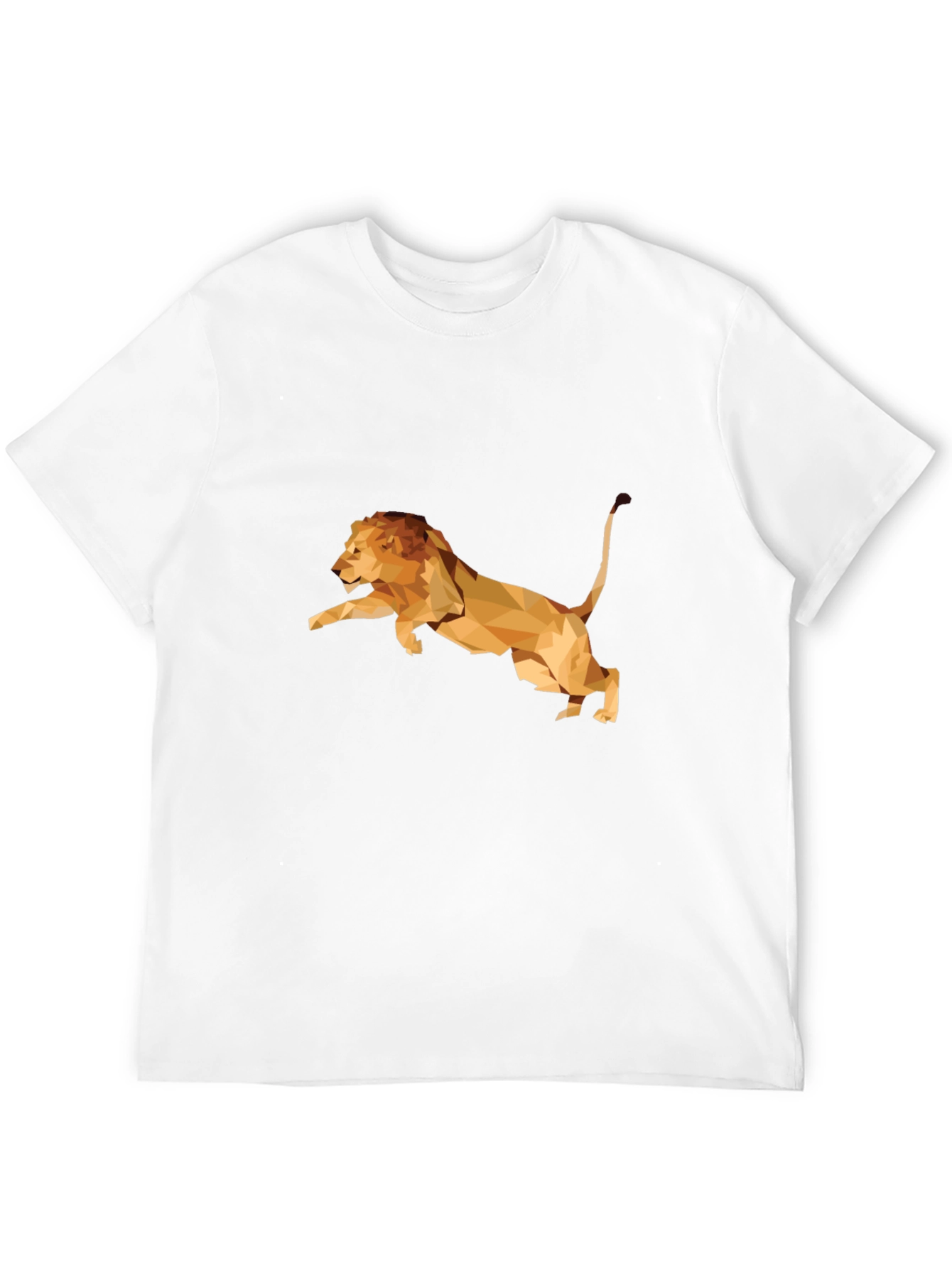 Geometric Lion Graphic Print Tee - Black