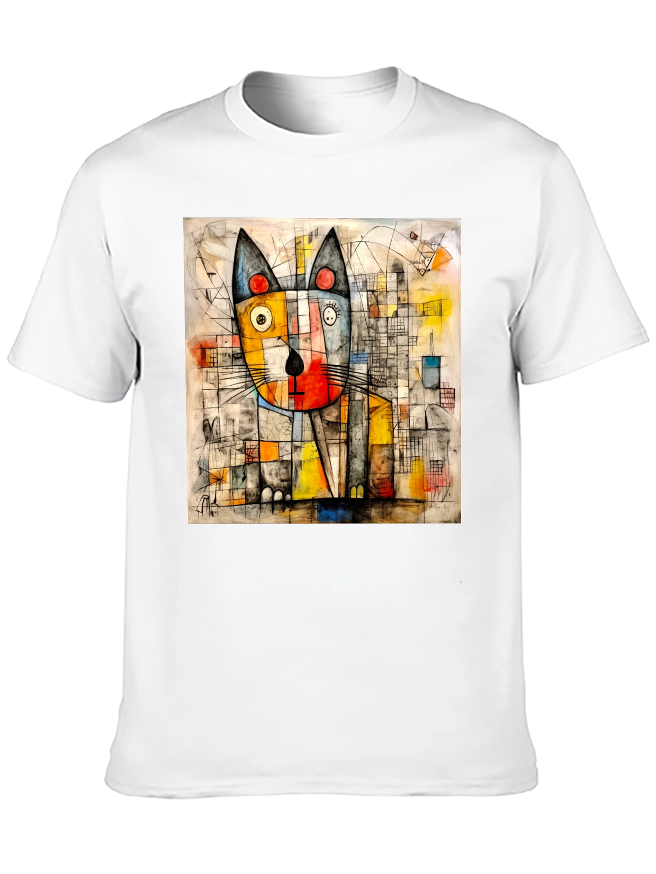 Abstract Cat Art Tee - Modern Artistic Design