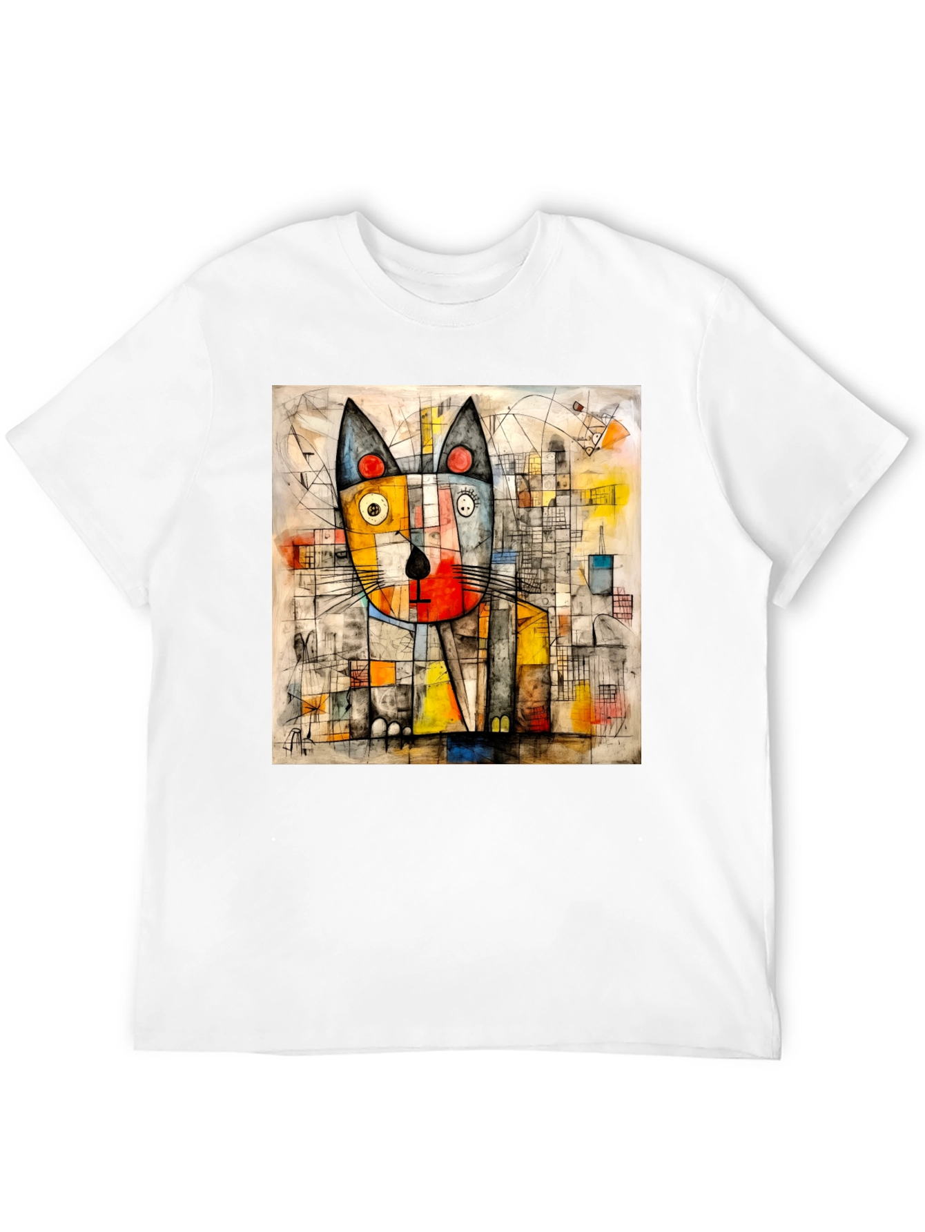 Abstract Cat Art Tee - Modern Artistic Design