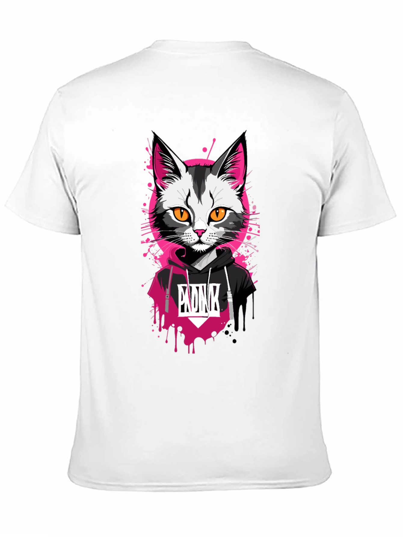 Cool Cat Graphic Tee - Pink Punk Design