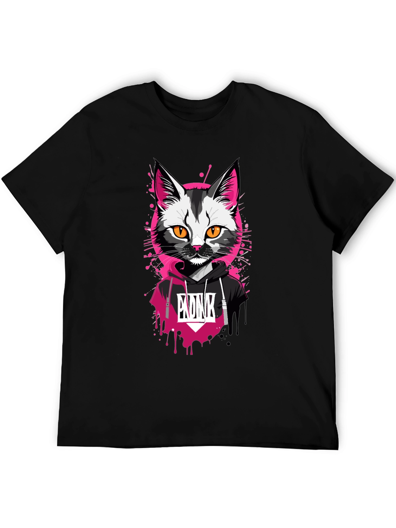 Cool Cat Graphic Tee - Pink Punk Design