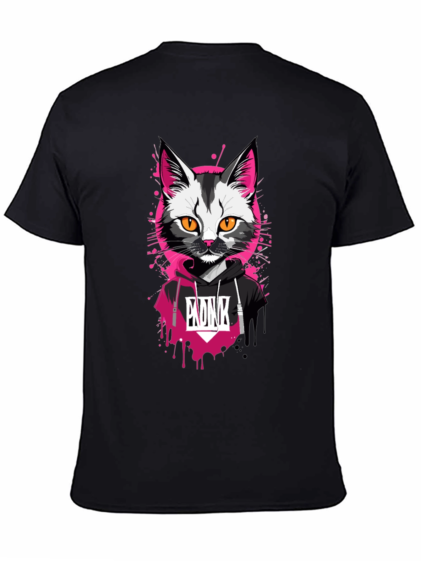 Cool Cat Graphic Tee - Pink Punk Design
