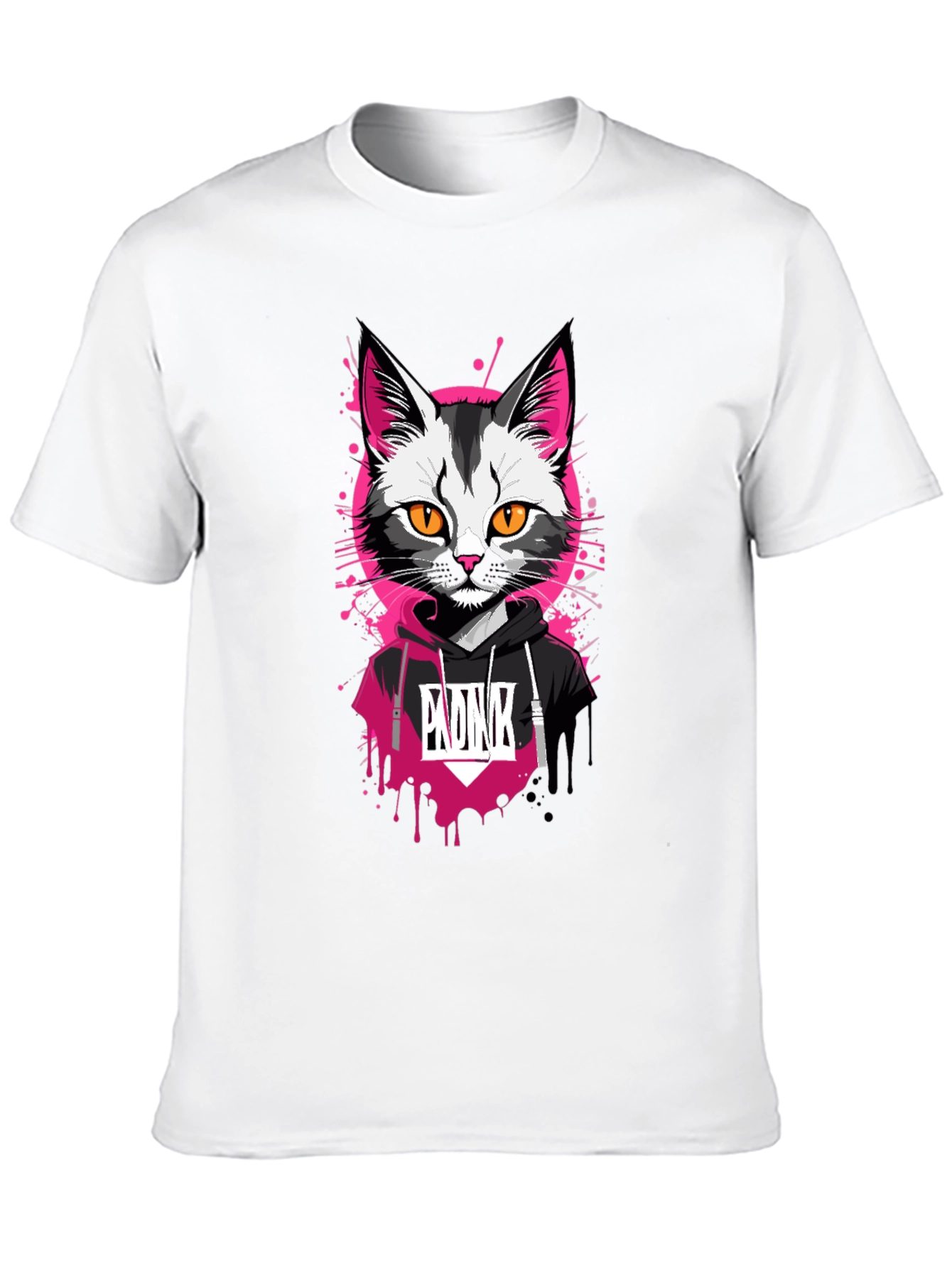 Cool Cat Graphic Tee - Pink Punk Design