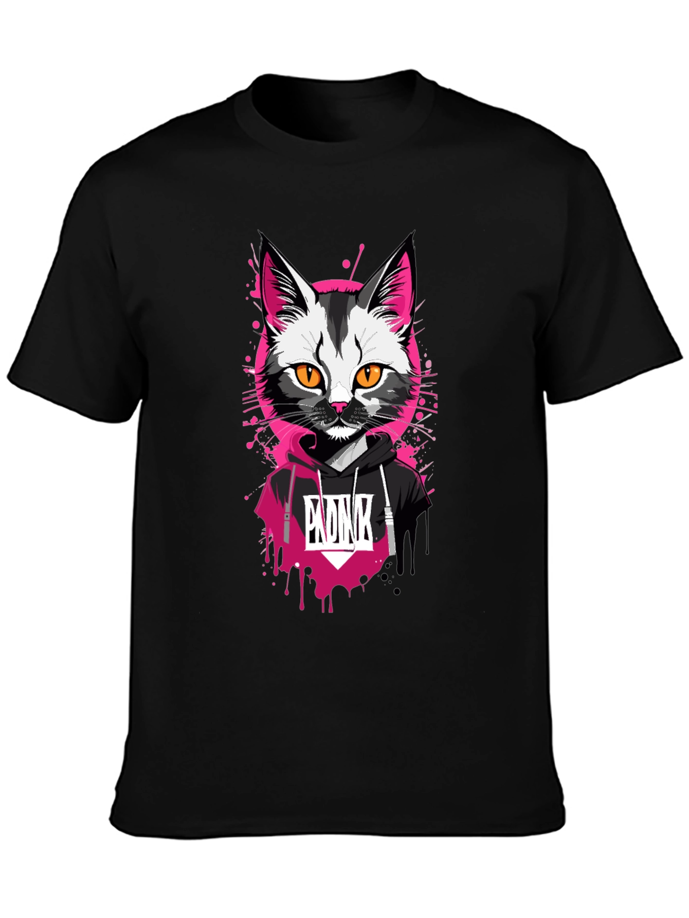 Cool Cat Graphic Tee - Pink Punk Design