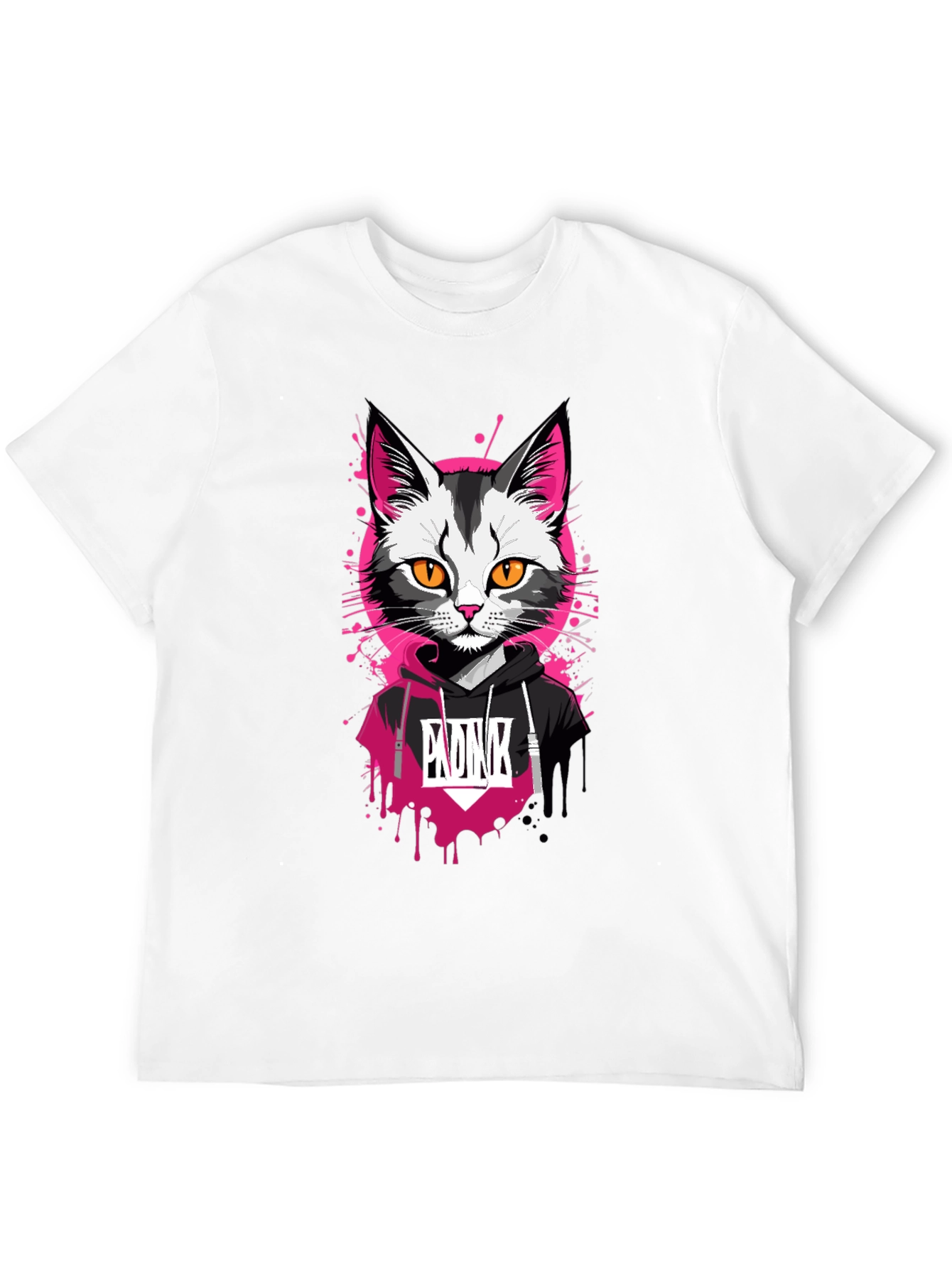Cool Cat Graphic Tee - Pink Punk Design