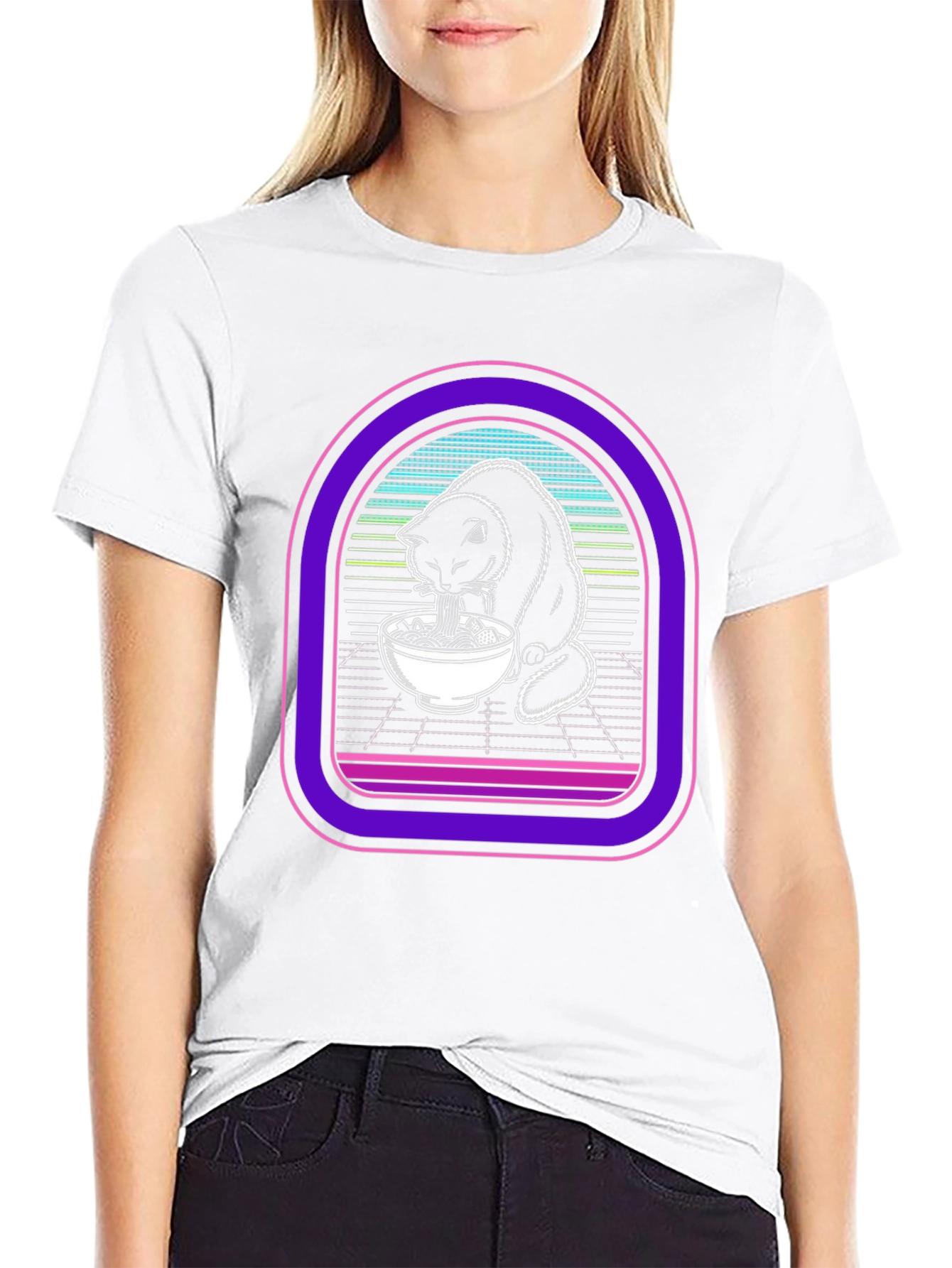 Ramen Cat Graphic Tee - Retro Style