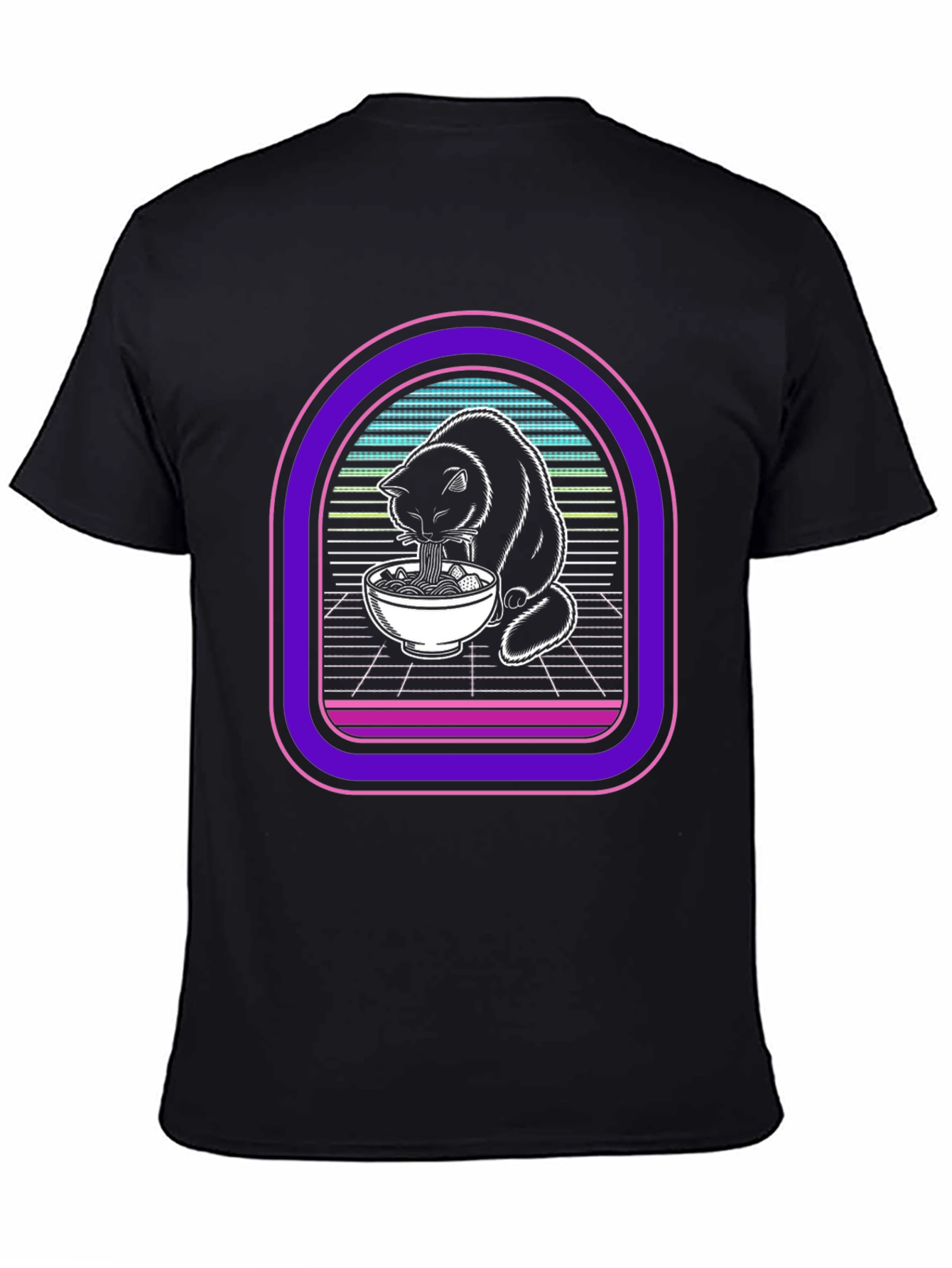 Ramen Cat Graphic Tee - Retro Style