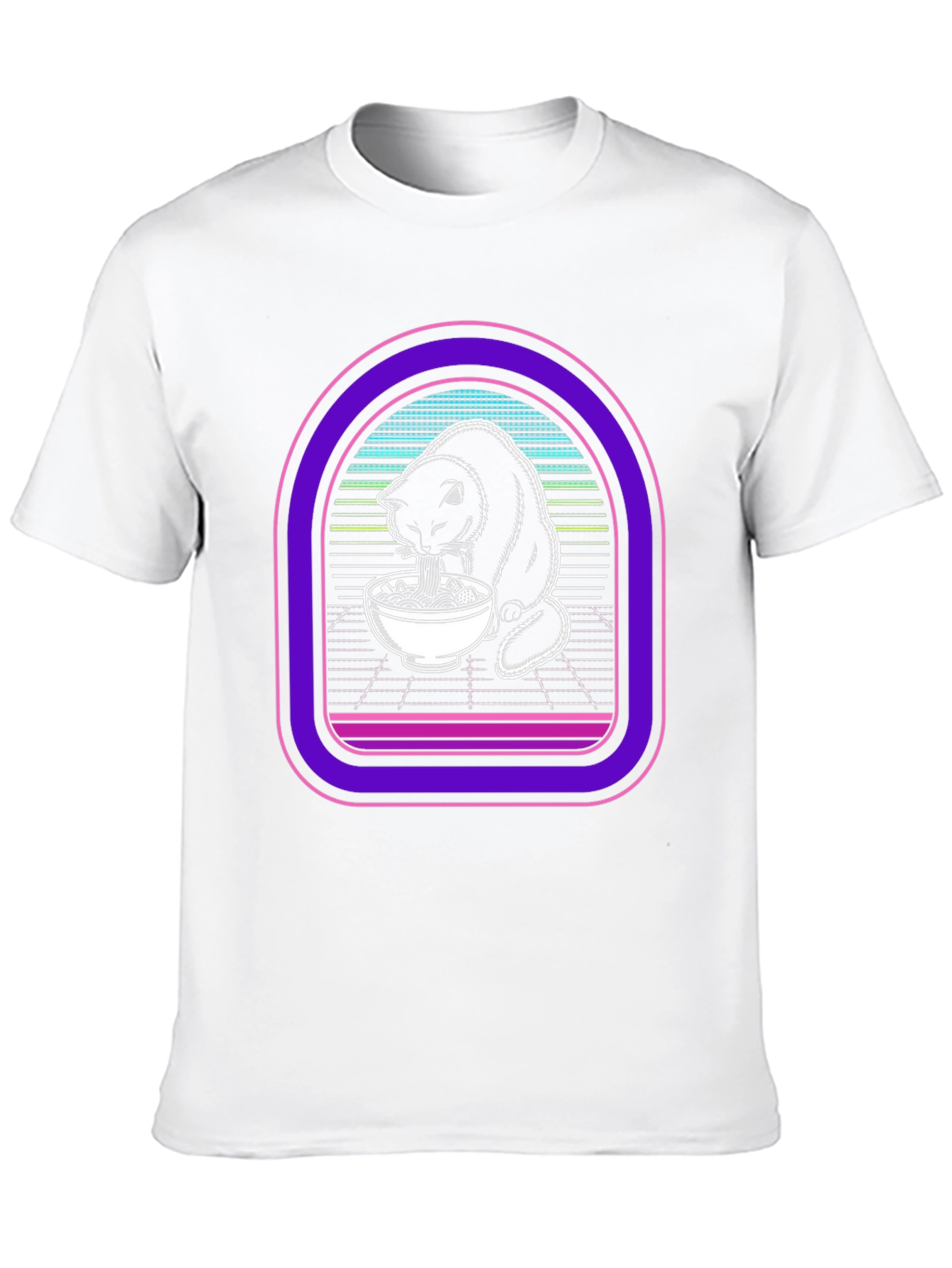 Ramen Cat Graphic Tee - Retro Style