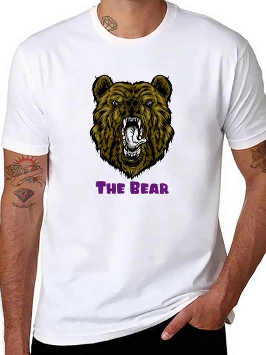 Bear Graphic Print T-Shirt - Mens Black Tee