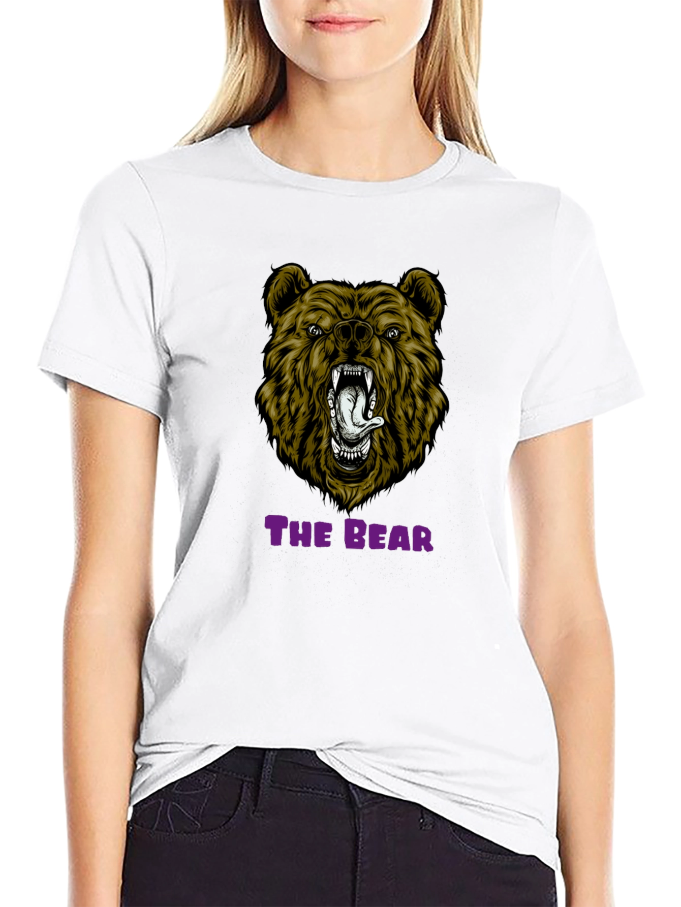 Bear Graphic Print T-Shirt - Mens Black Tee
