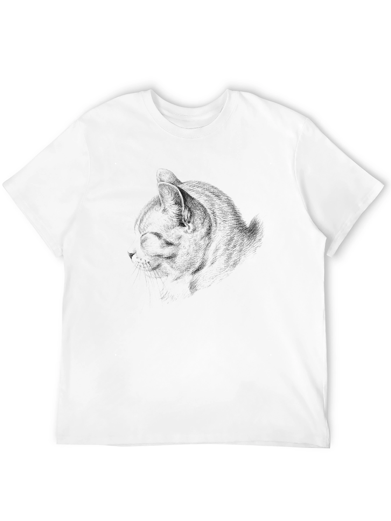 Stylish Black Cat Portrait Graphic Tee