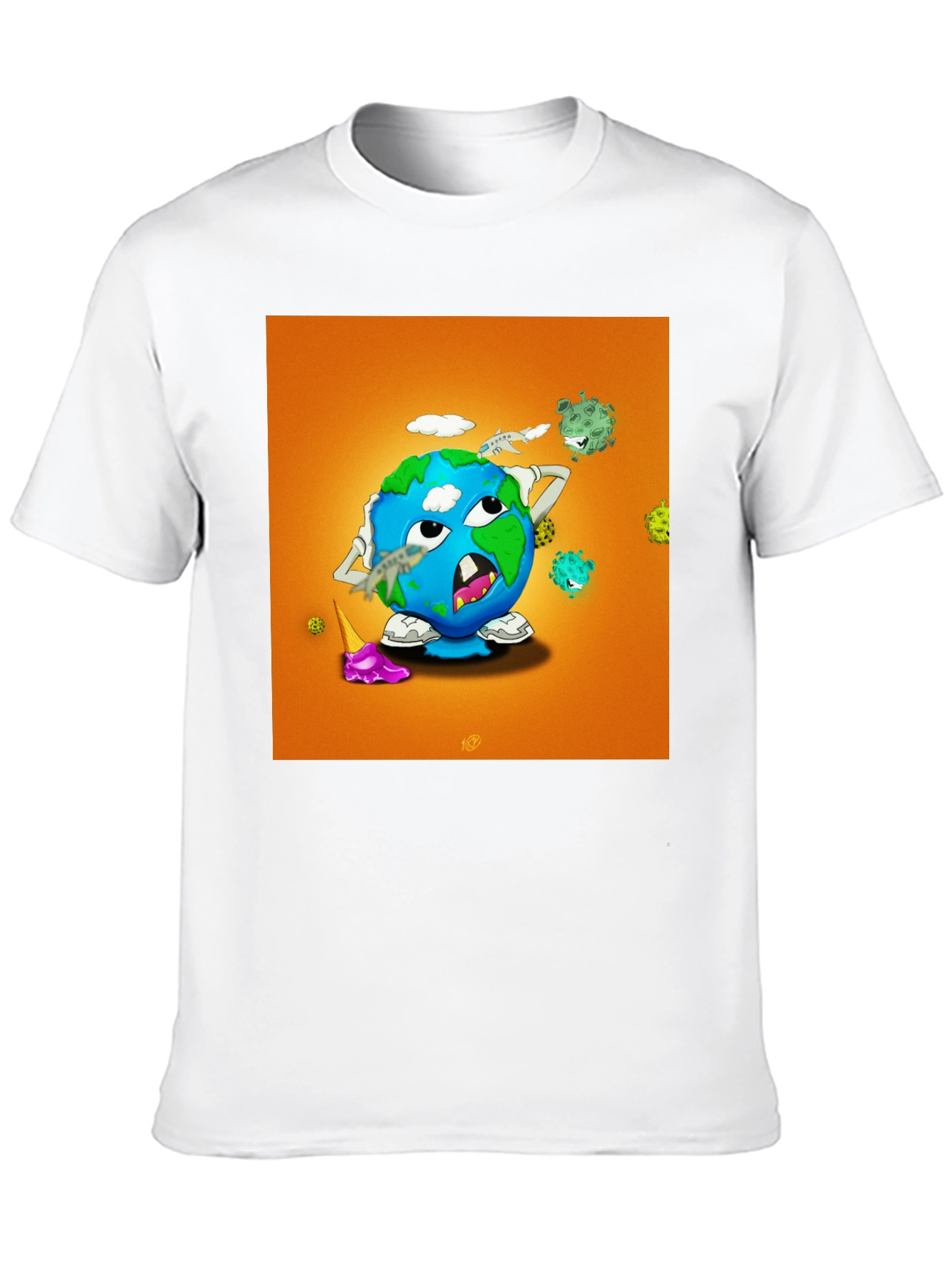 Earth Cartoon Graphic Tee - Black