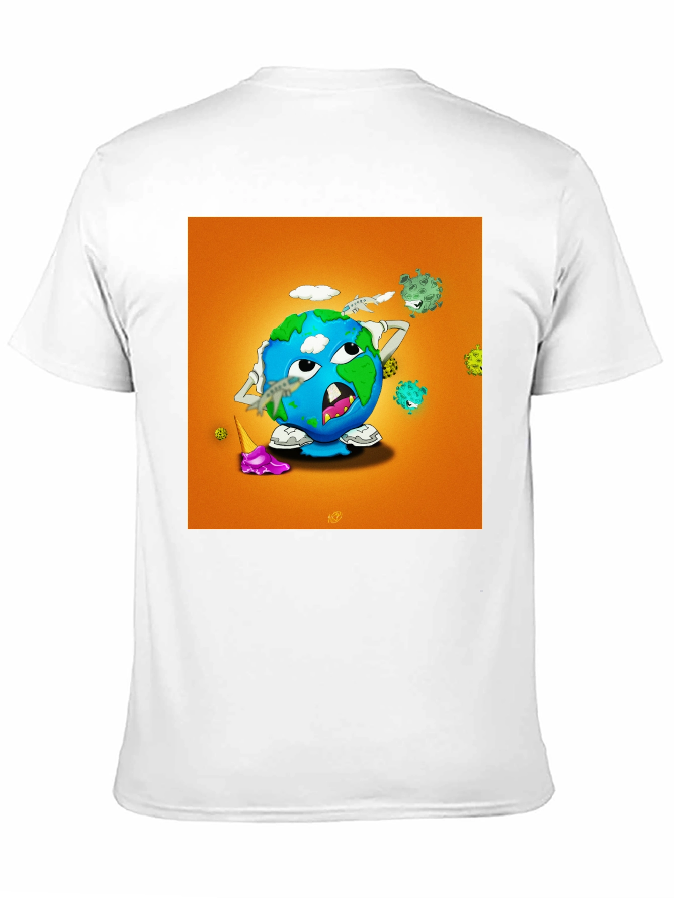 Earth Cartoon Graphic Tee - Black