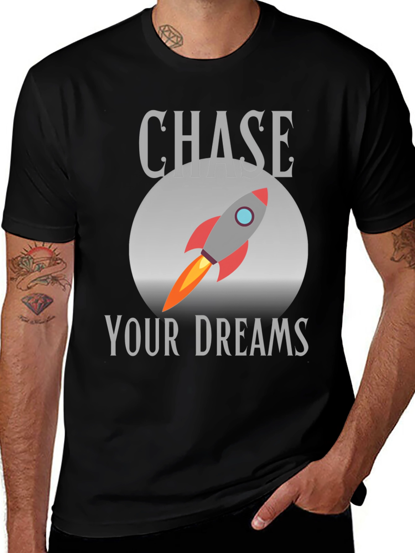 Chase Your Dreams Rocket T-Shirt - Motivational Graphic Tee