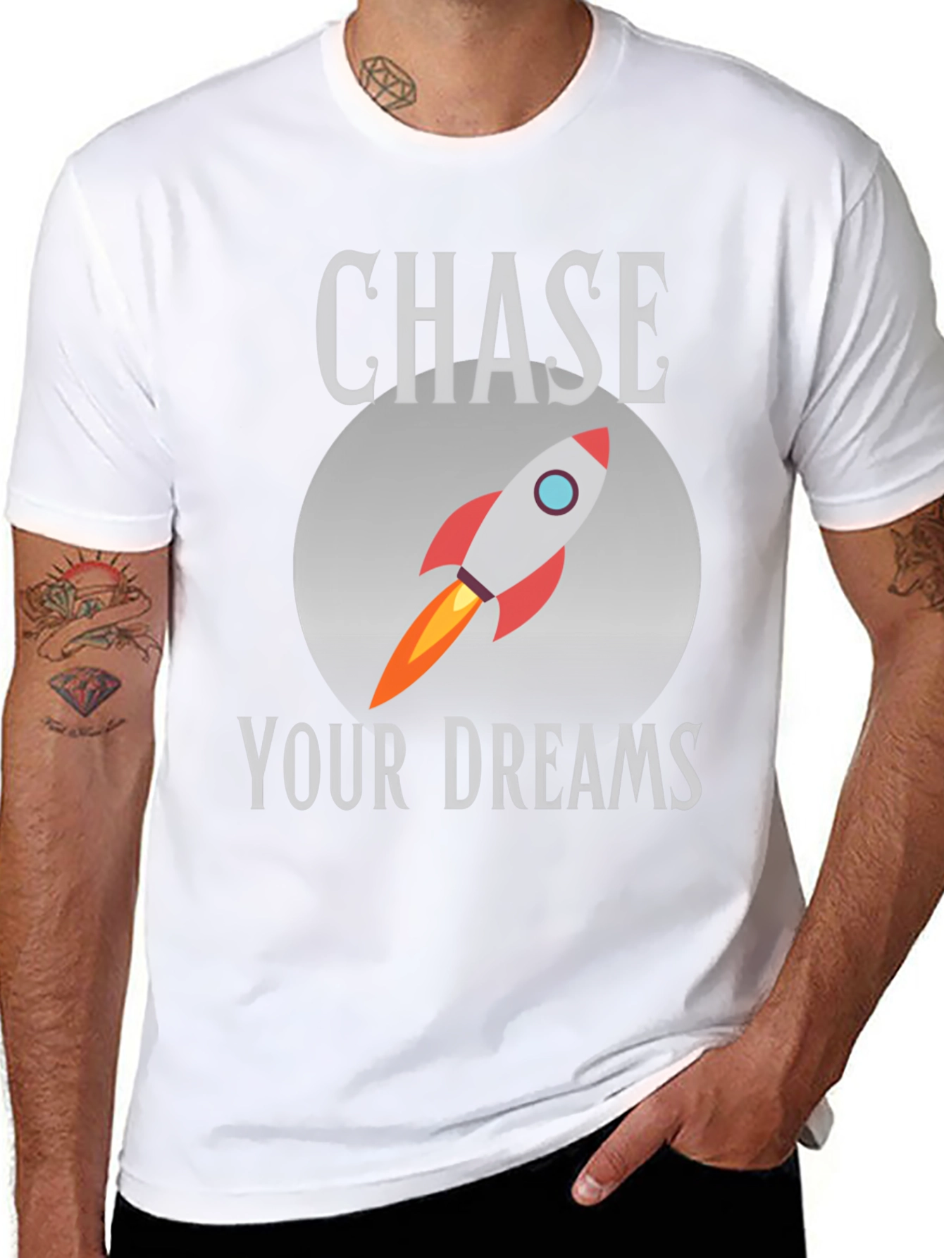 Chase Your Dreams Rocket T-Shirt - Motivational Graphic Tee