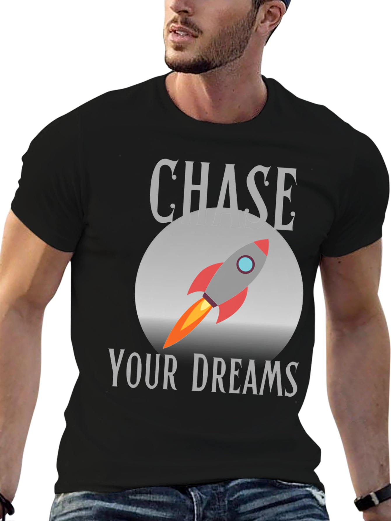 Chase Your Dreams Rocket T-Shirt - Motivational Graphic Tee