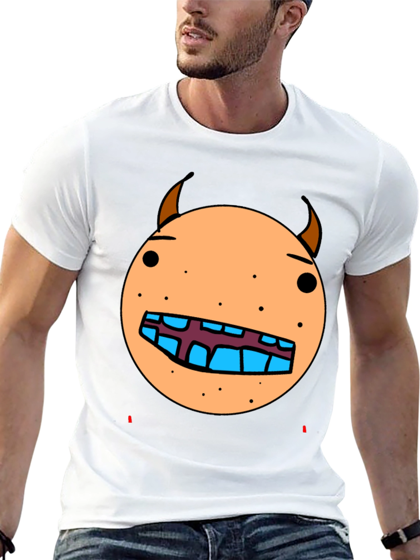 Cartoon Monster Face Graphic T-Shirt - Black