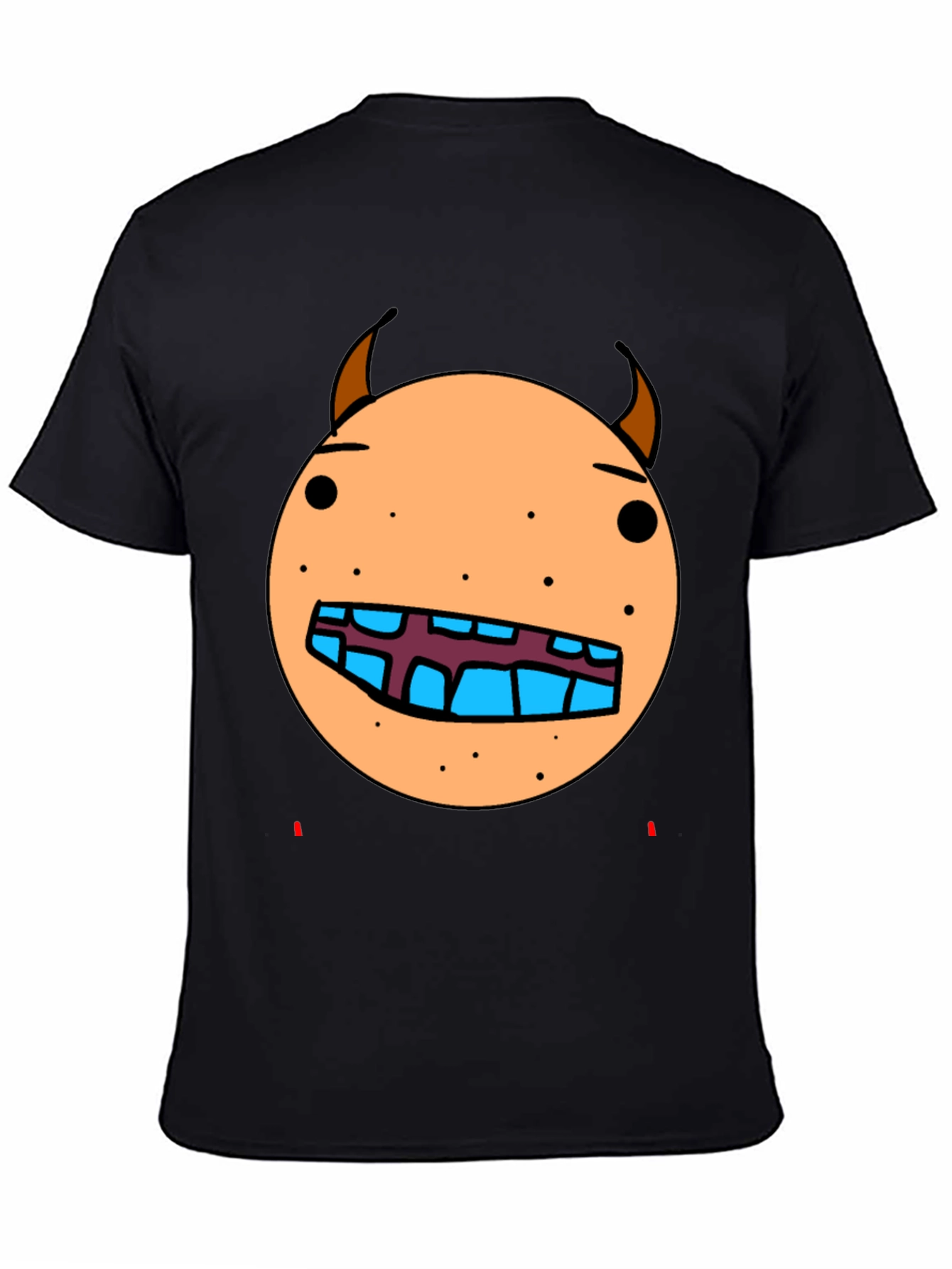 Cartoon Monster Face Graphic T-Shirt - Black